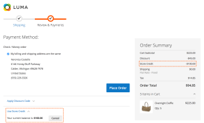 Use Store Credit at checkout