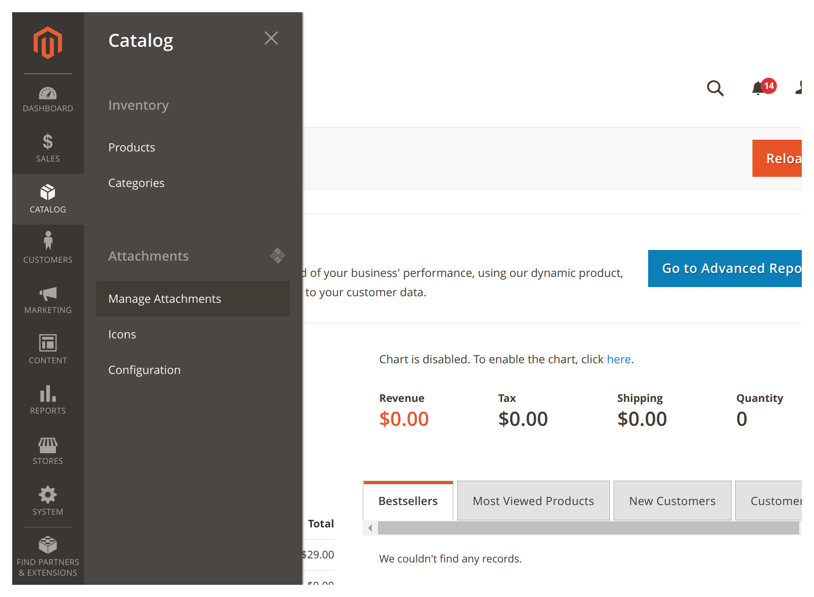 Manage Attachments page in Mirasvit Product Attachment Magento 2 extension
