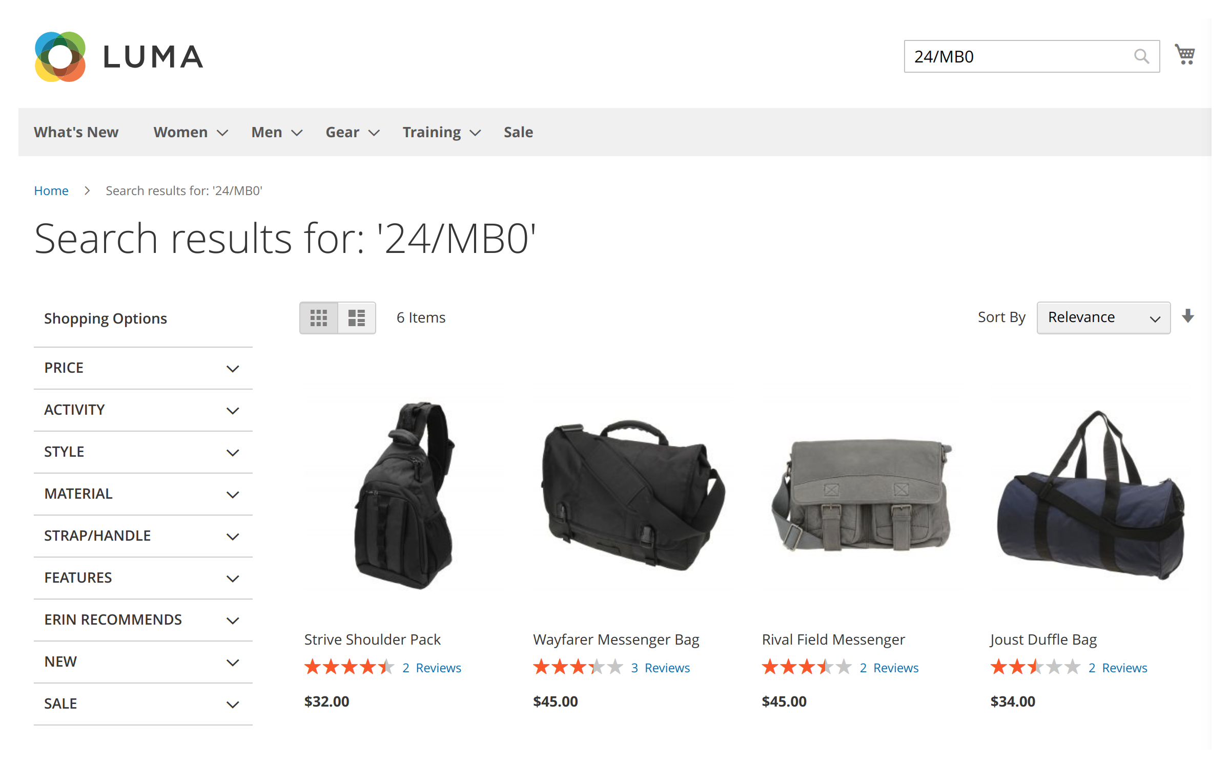 An example of a search query taking advantage of long tail search feature in Mirasvit Magento 2 search modules.