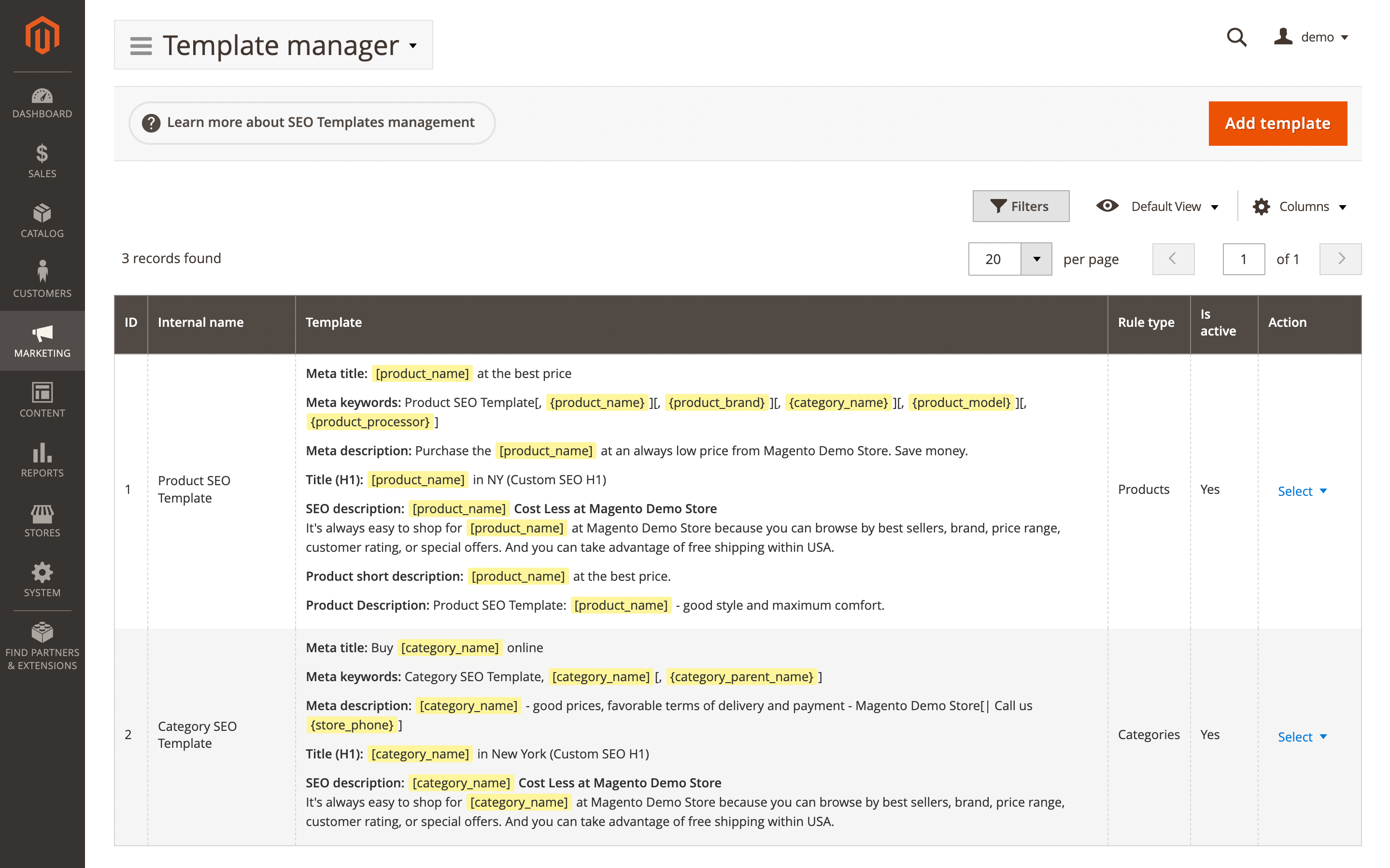 extension seo conditions