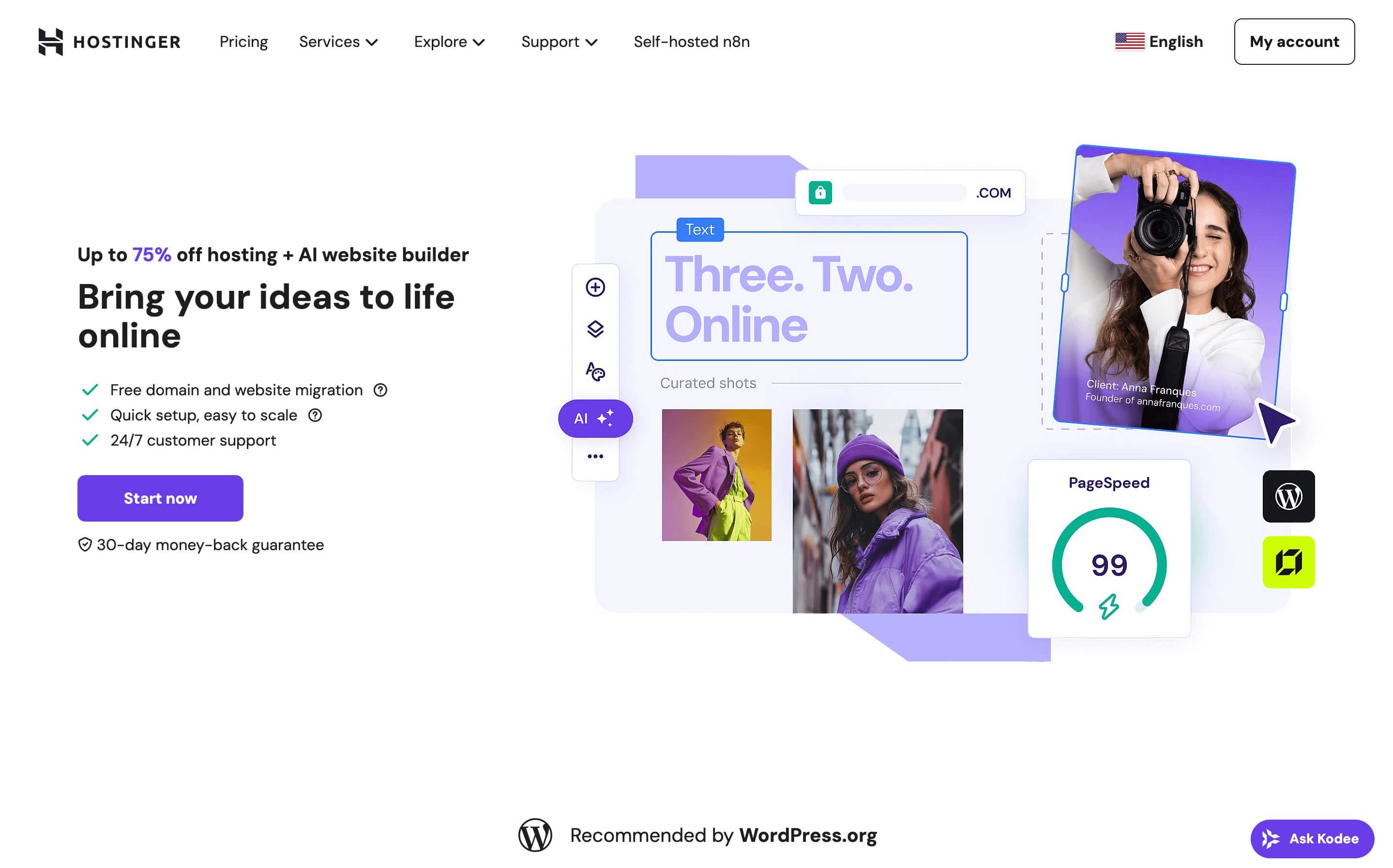 Hostinger hosting home page