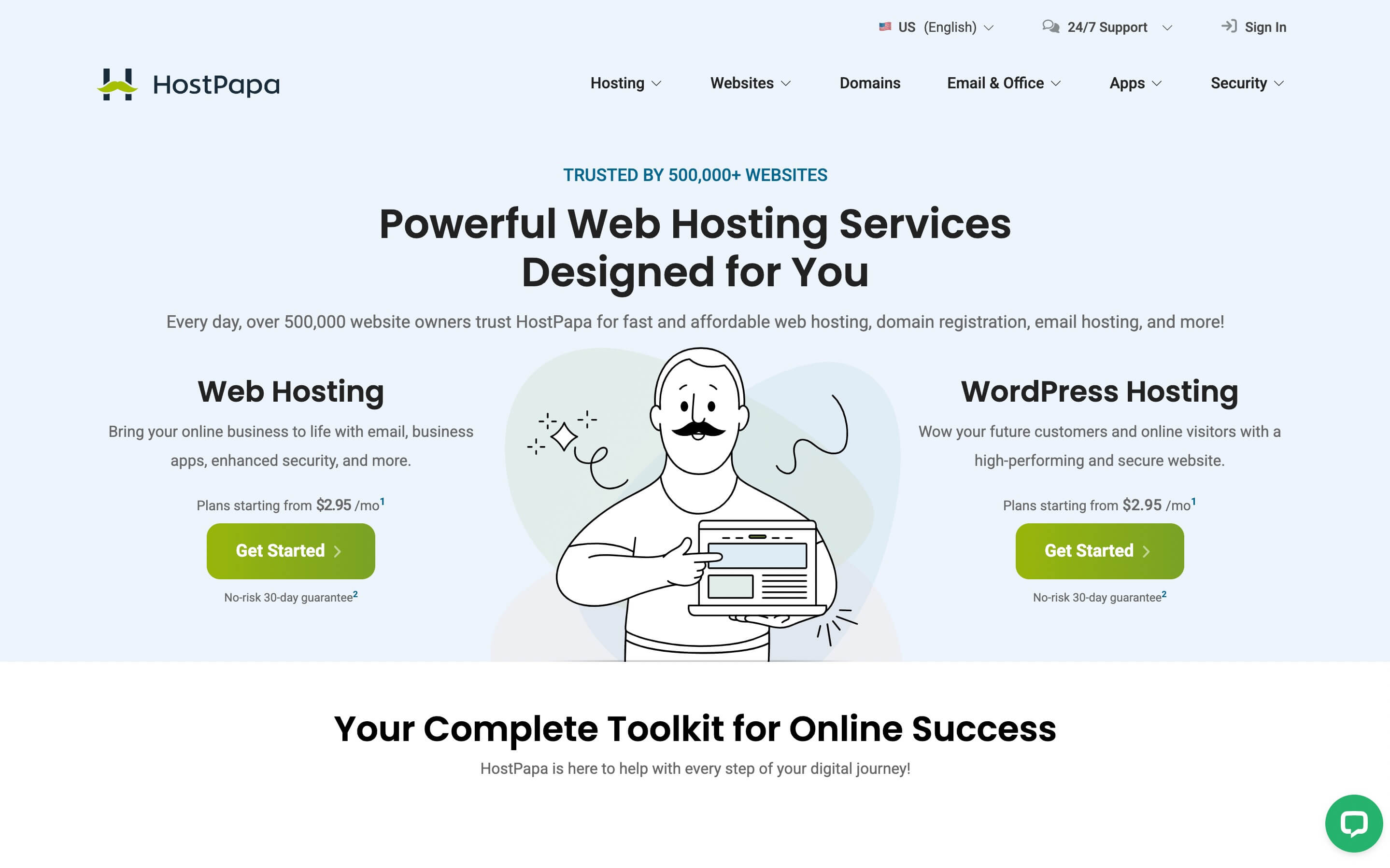 HostPapa hosting home page