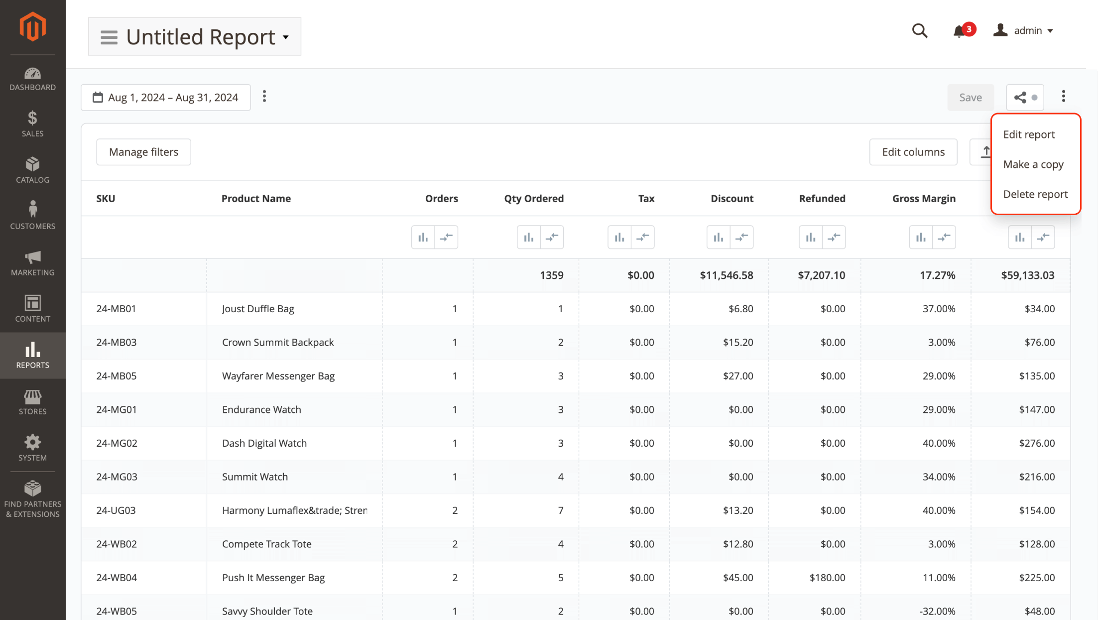 New report for returns