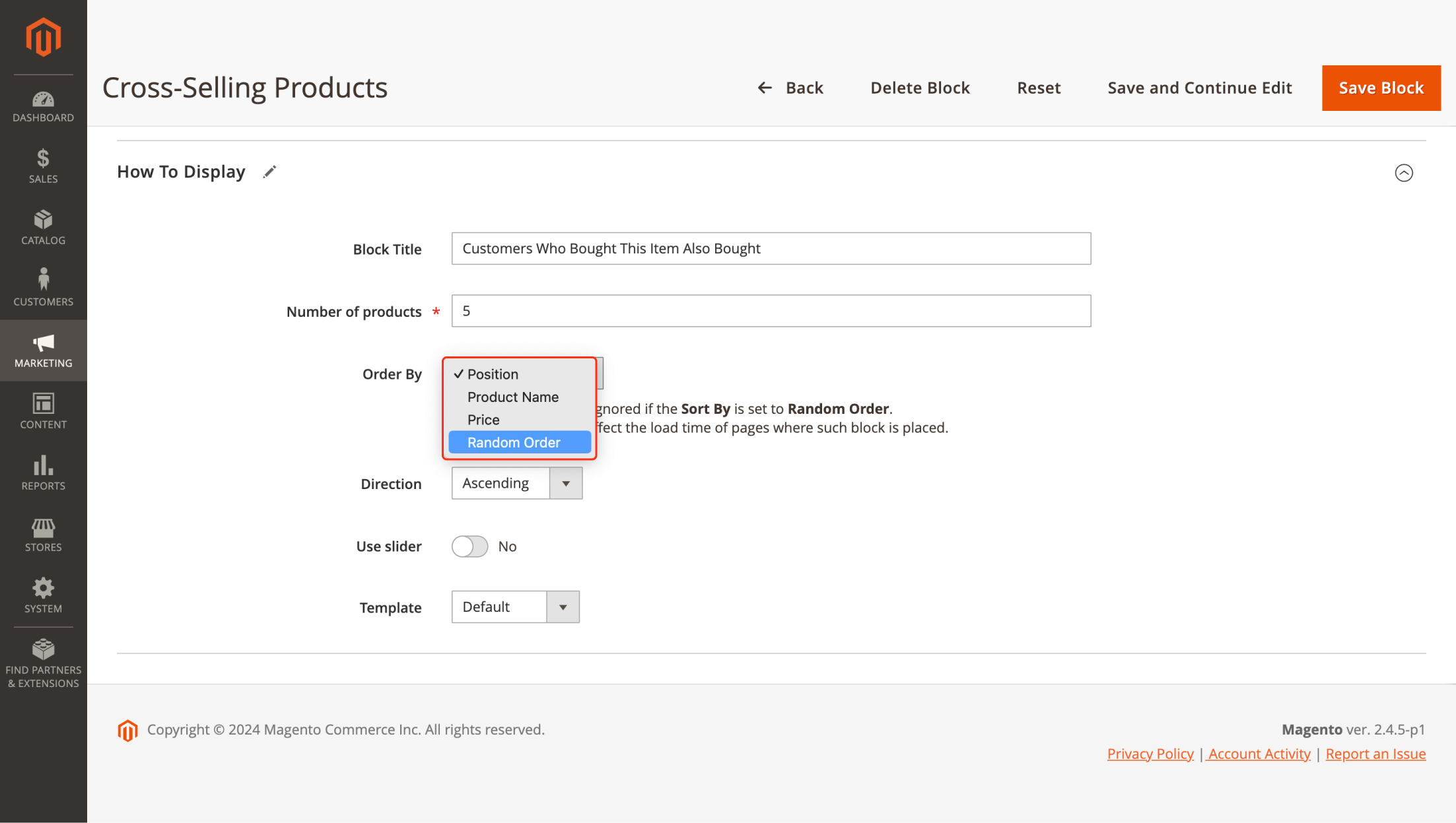 Ability to set random order for products in related products block