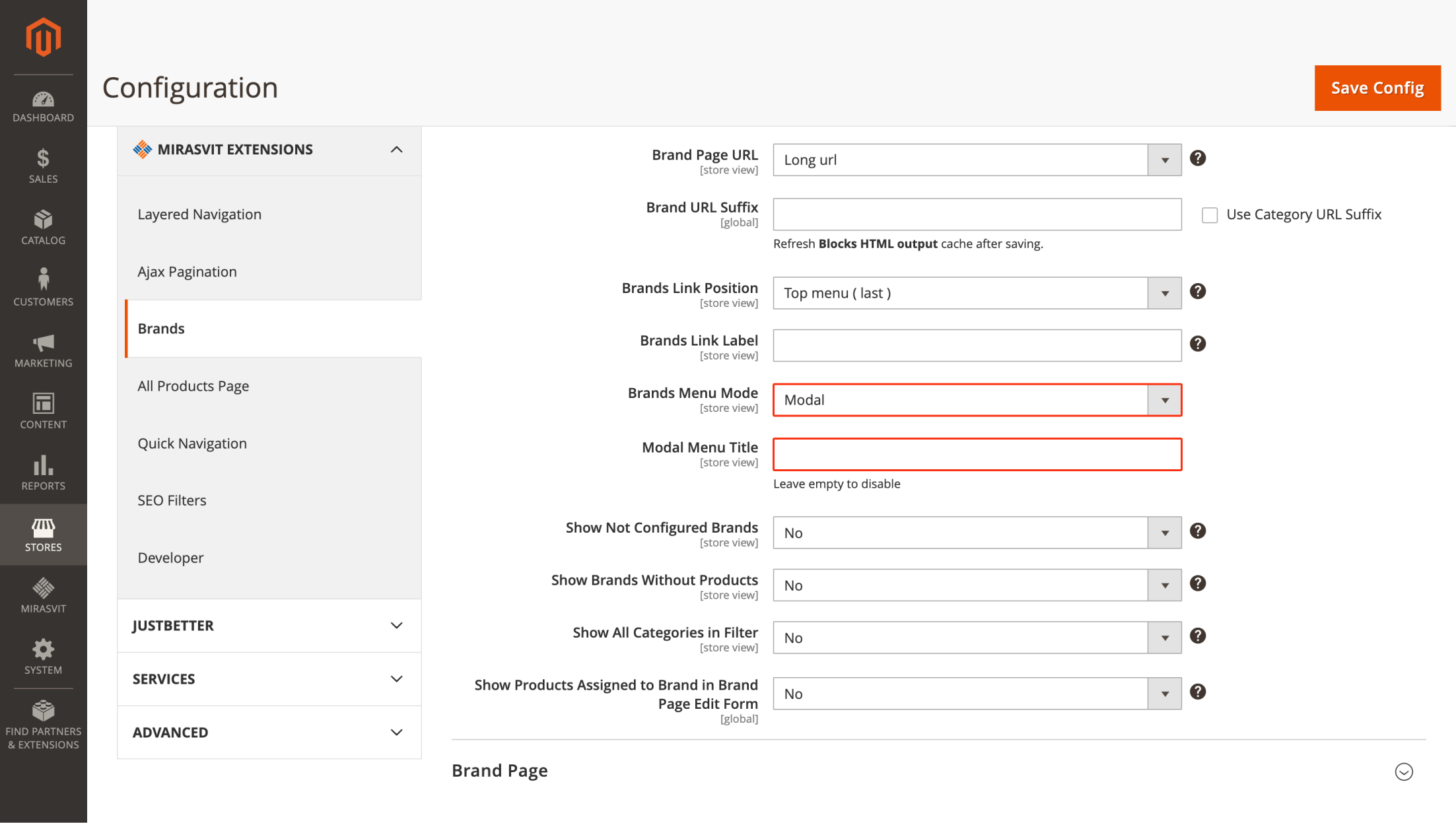 The Settings of Brand Menu Mode