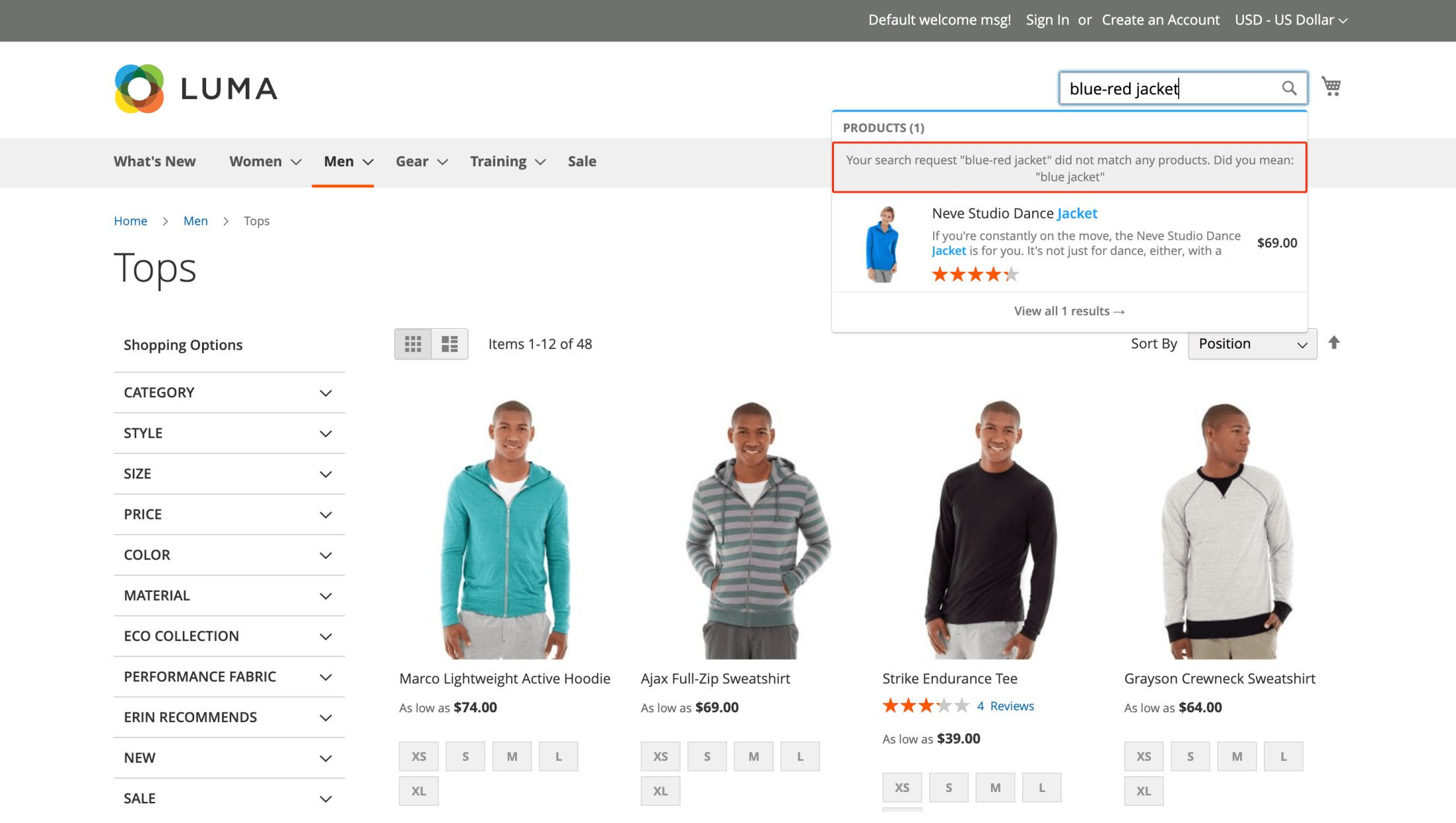 Example fpr fallback search for autocomplete