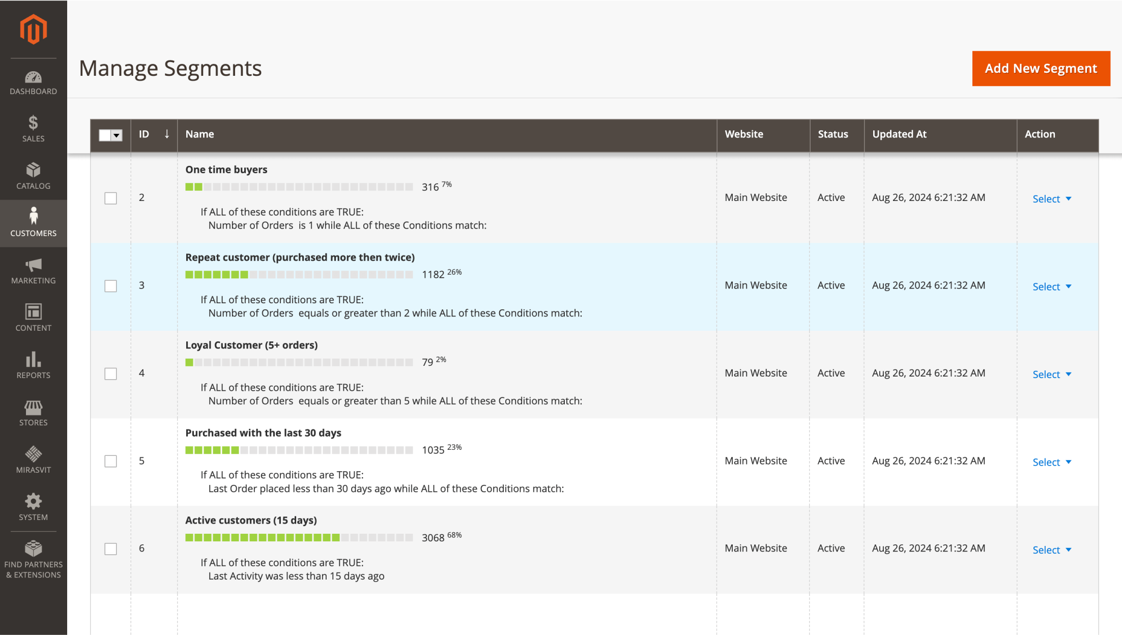 Manage segments