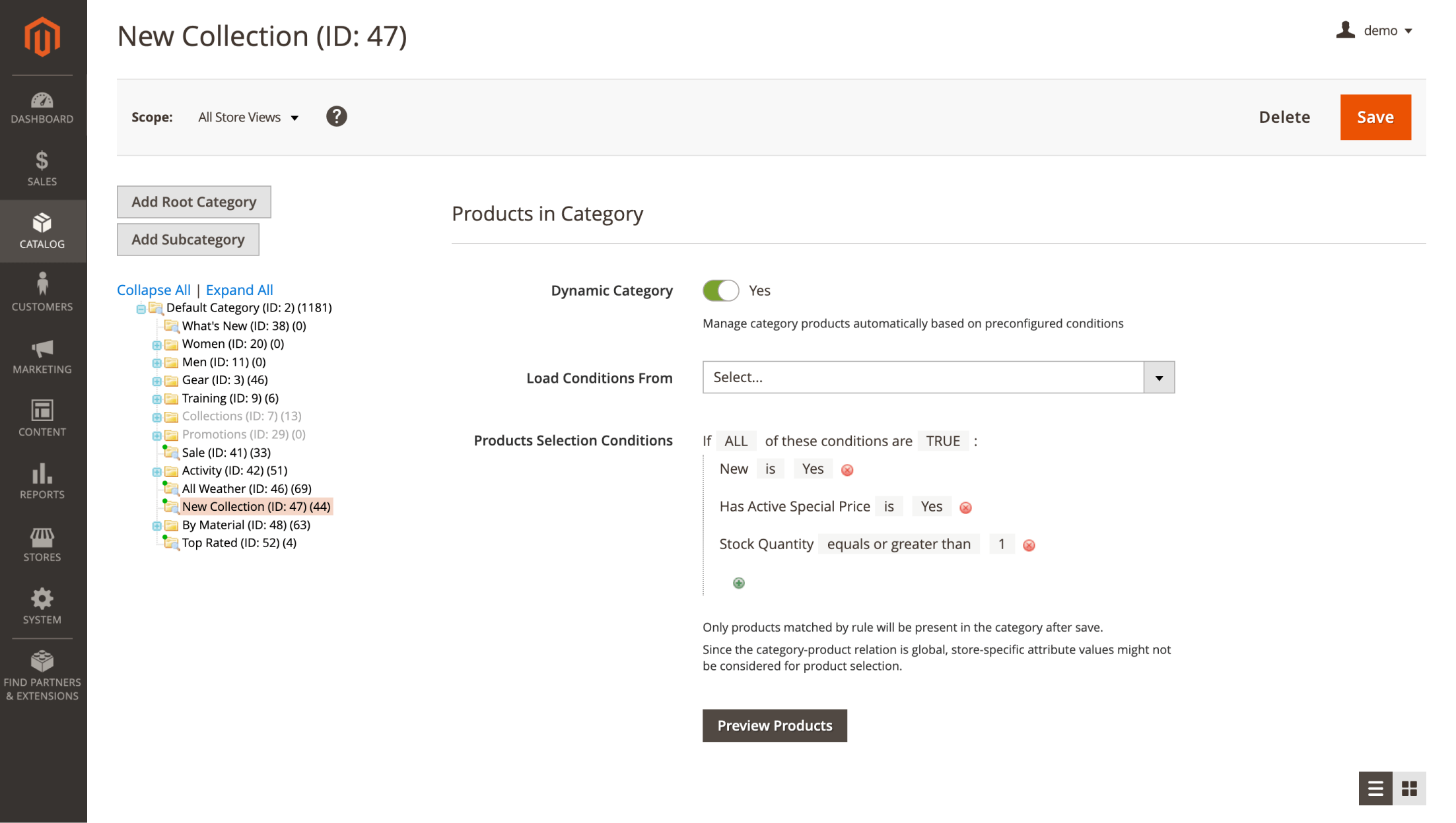 Add dynamic categories