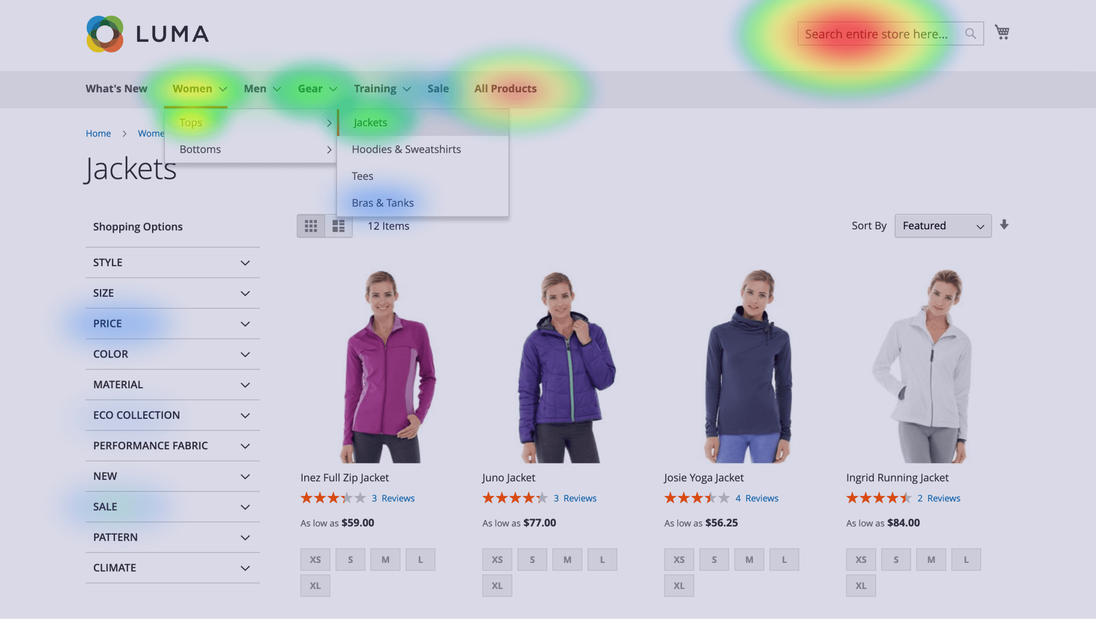 Customer activity heat map