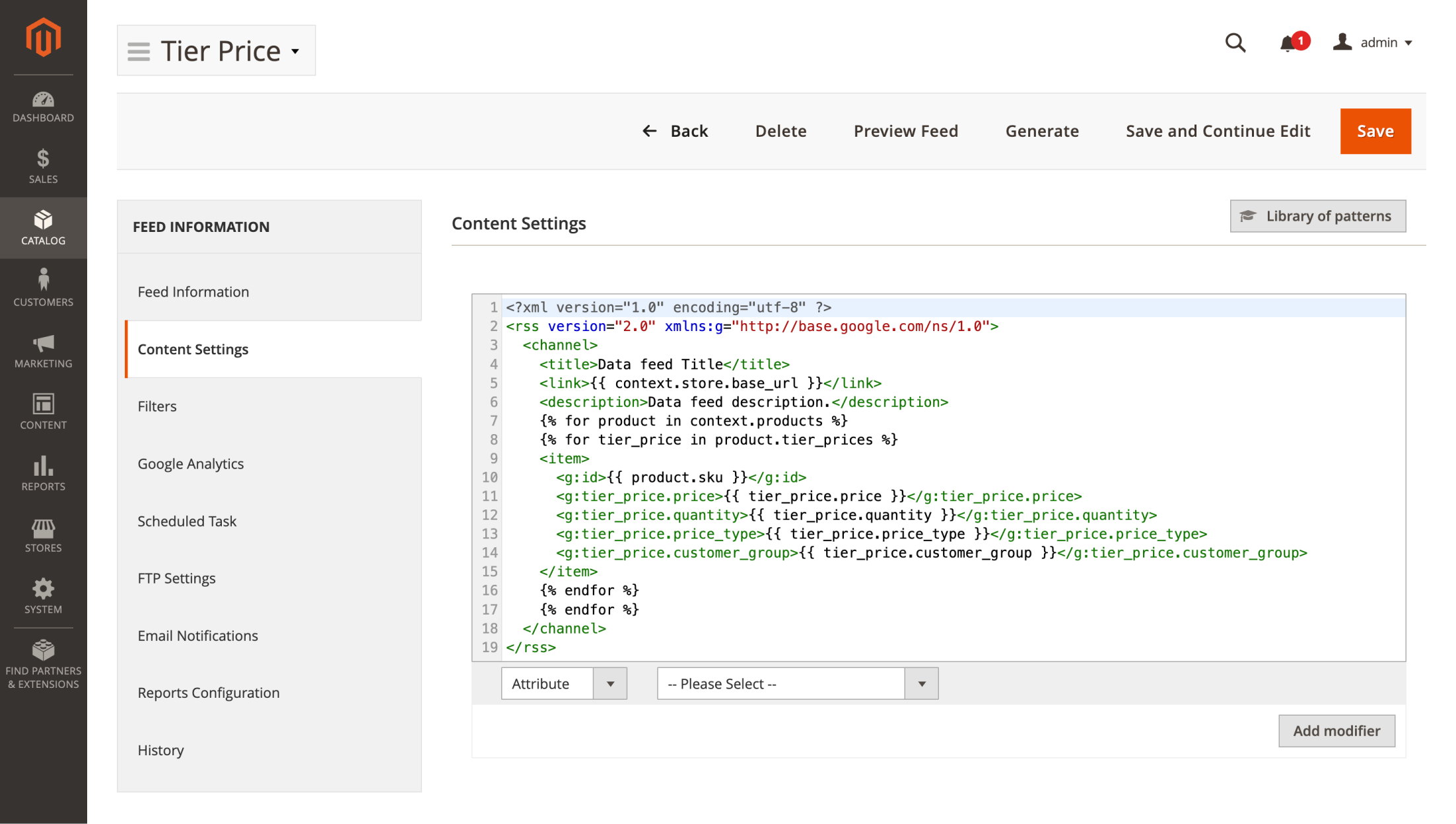 Loop through tier prices in XML feeds