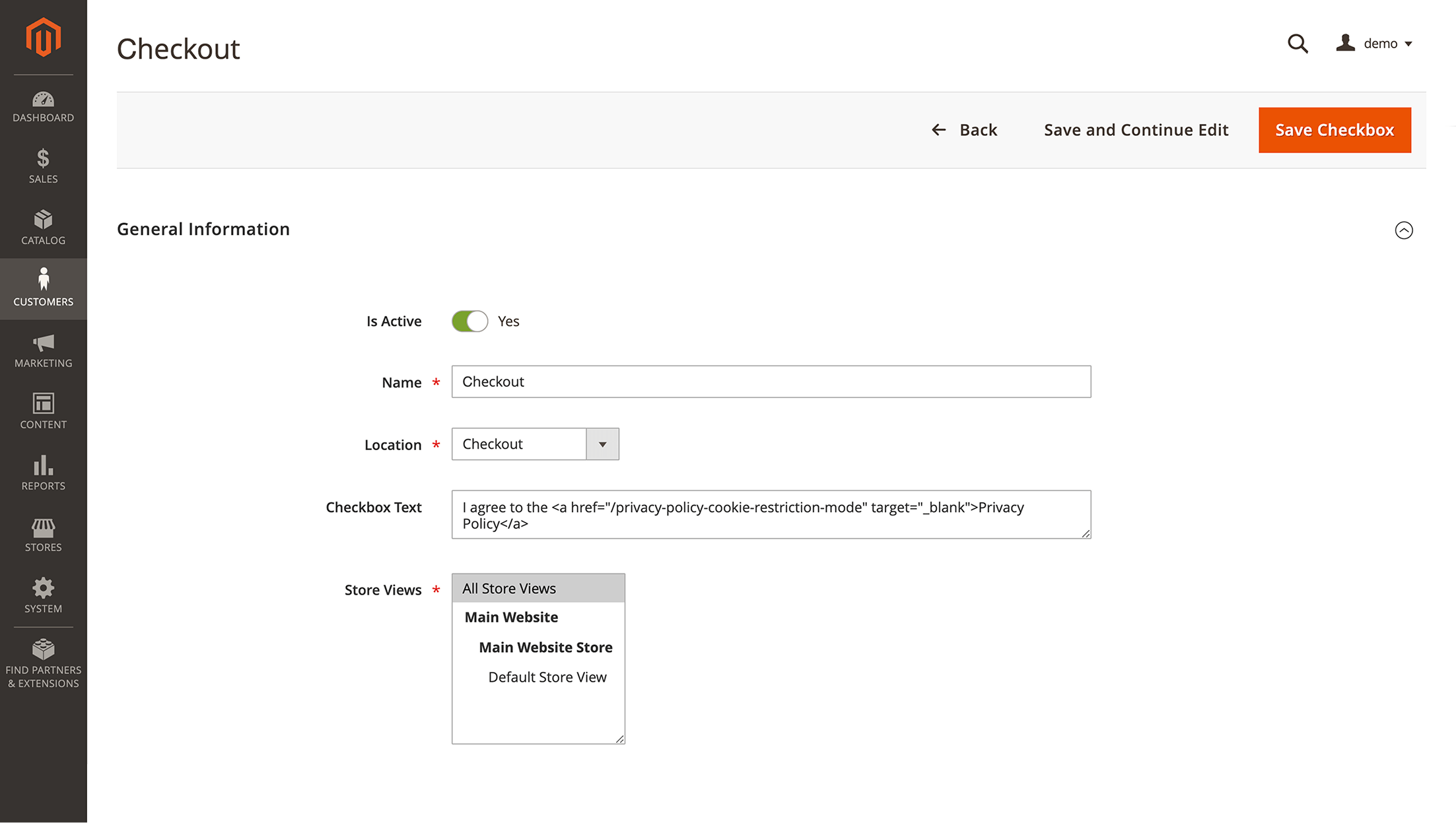 Creating custom checkboxes to obtain customer consent