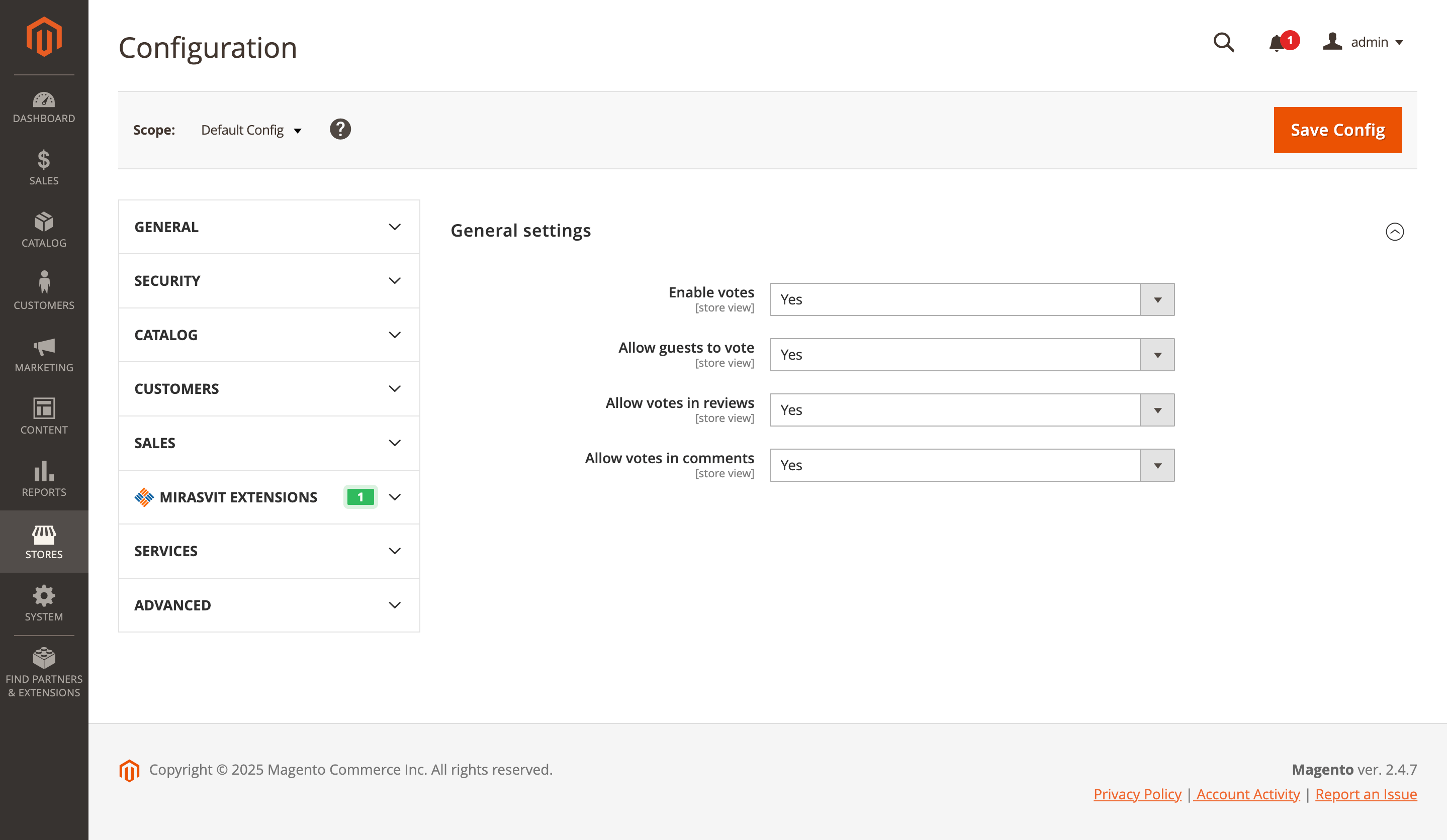 Helpfulness voting settings
