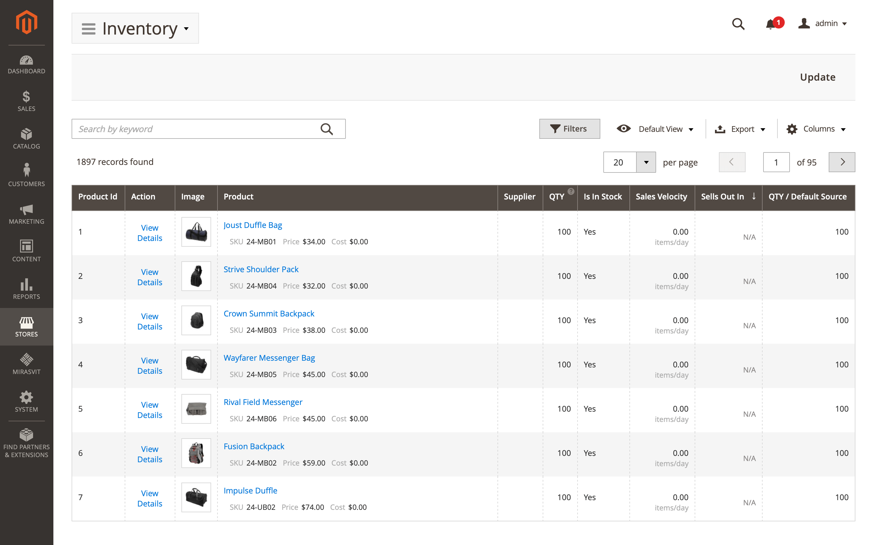 Inventory planner module for stock management system