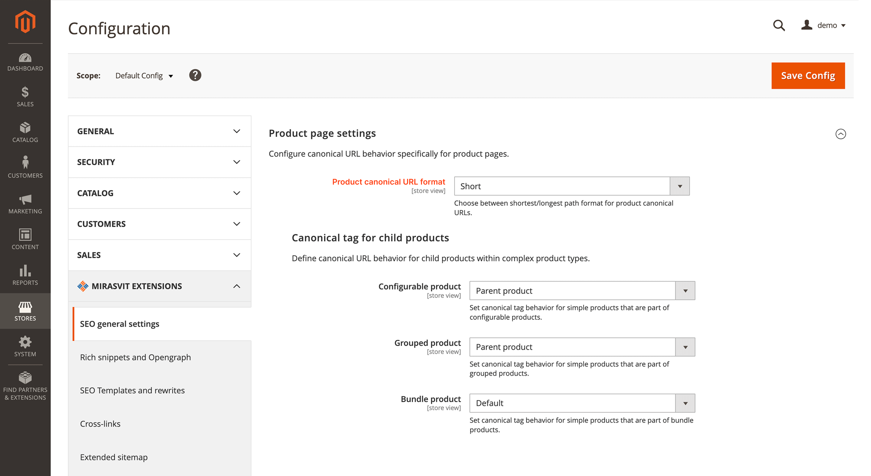 Unified canonical and alternate urls for products