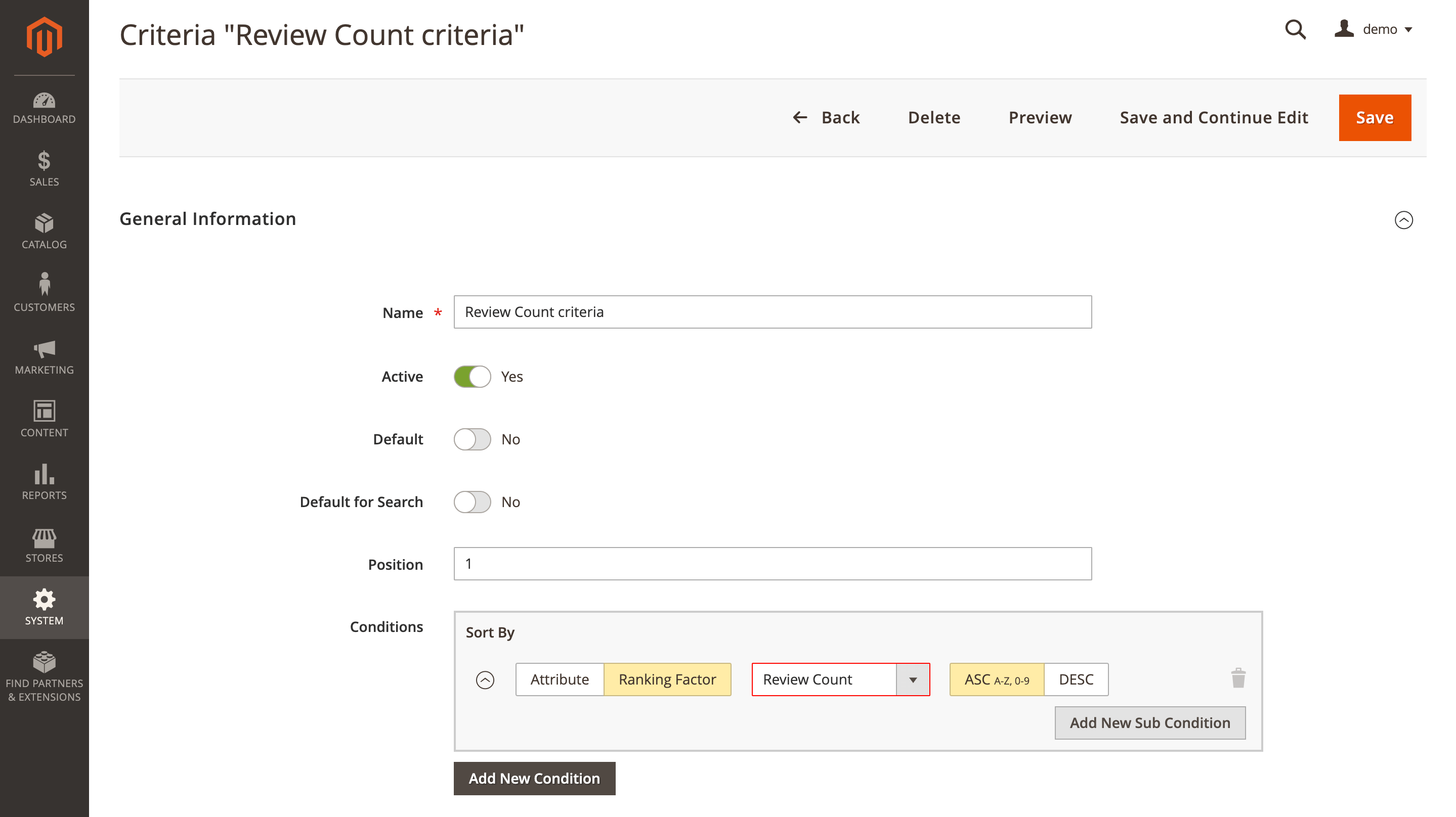 Create a new criteria