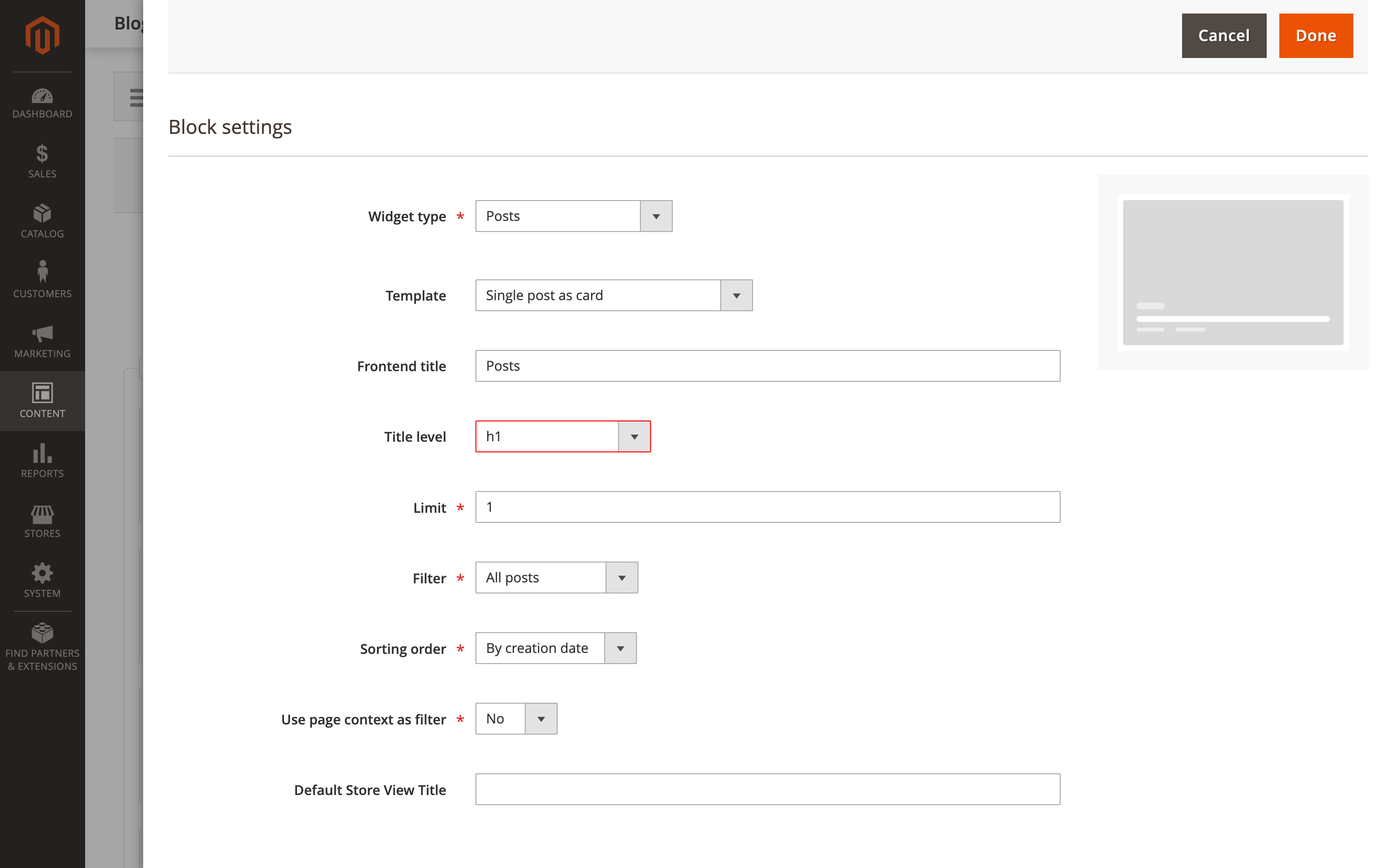 Customizable Header Levels for Blog Widgets