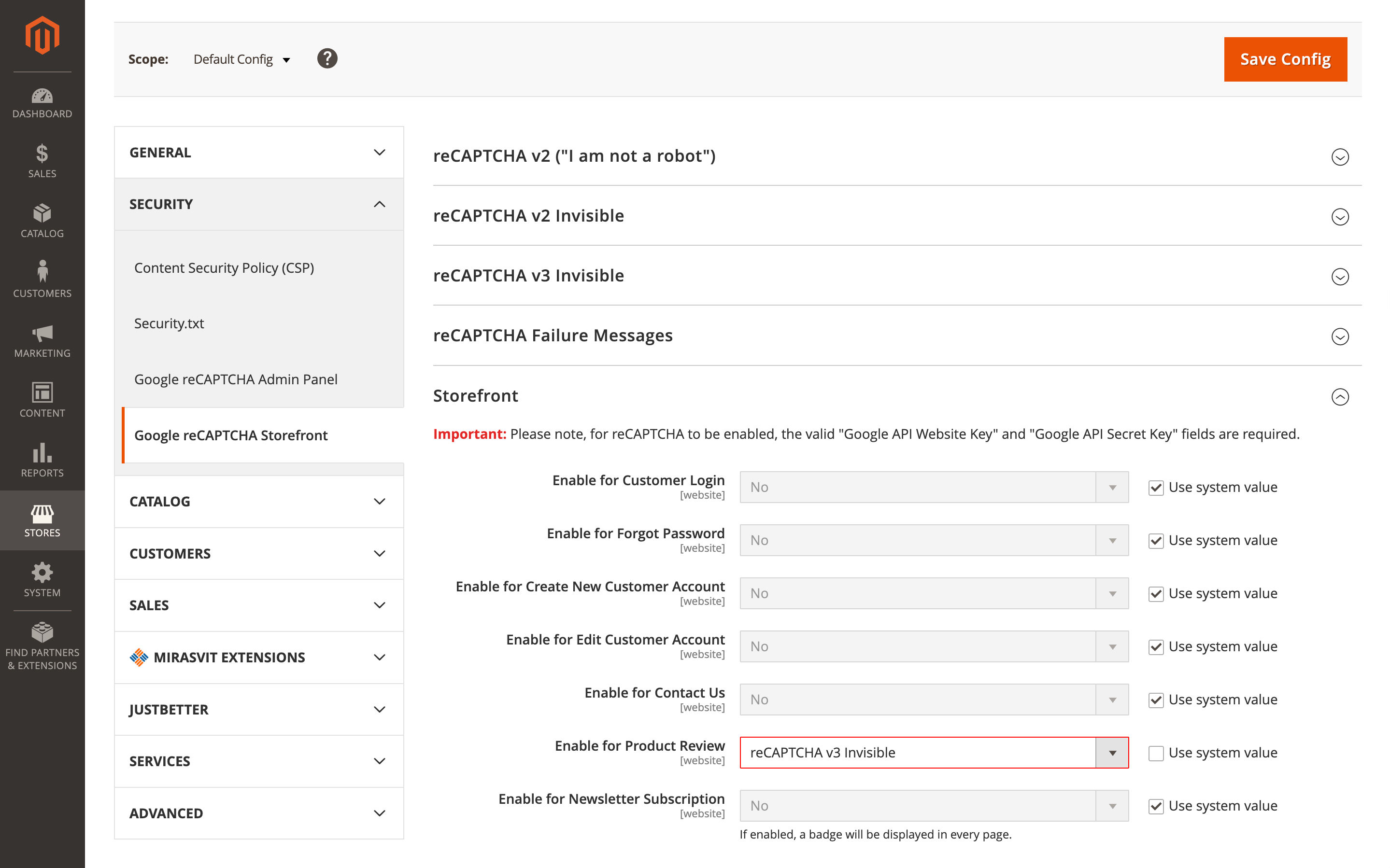 Google reCAPTCHA for Product Review Form