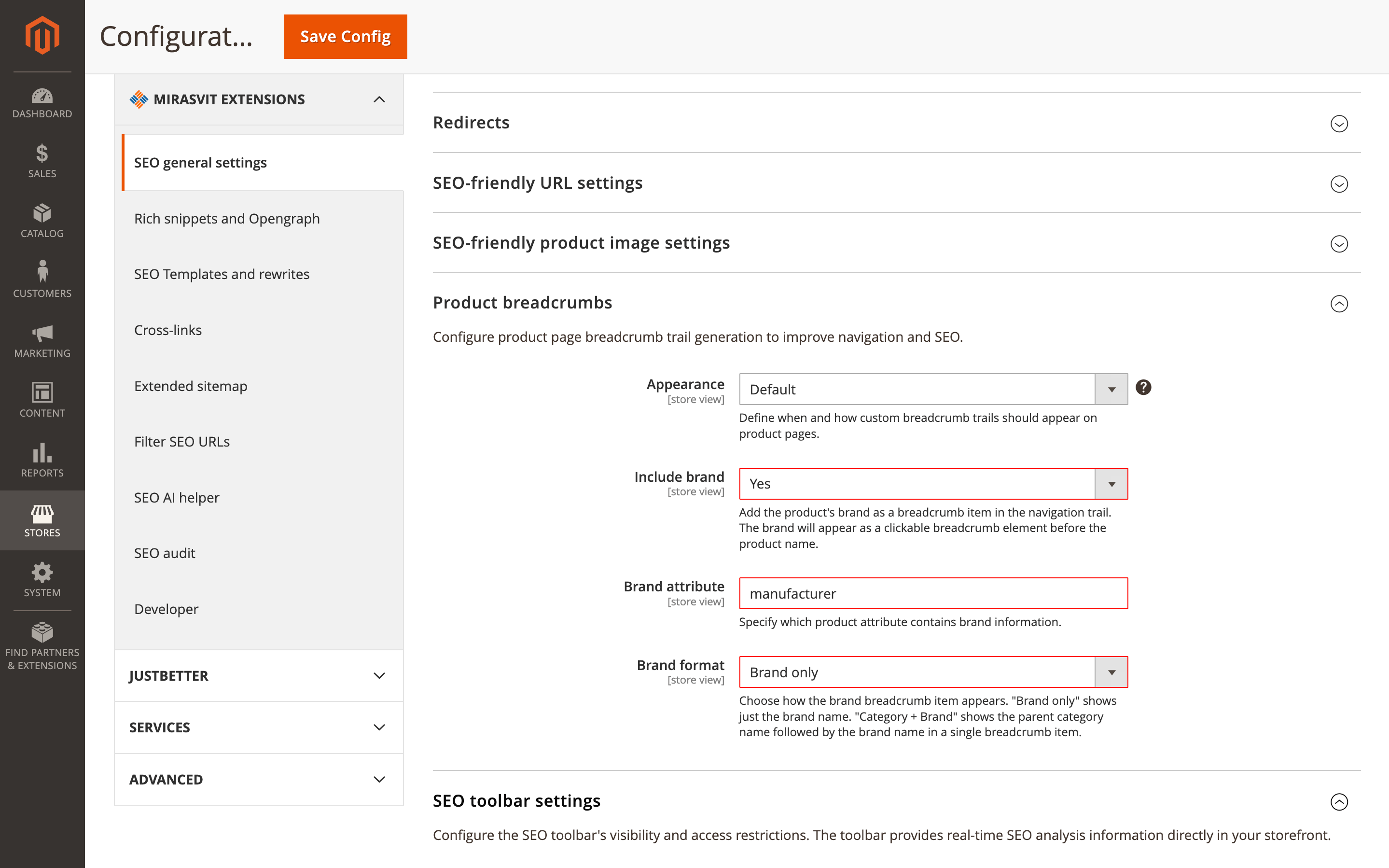Include Brand Options Screenshot