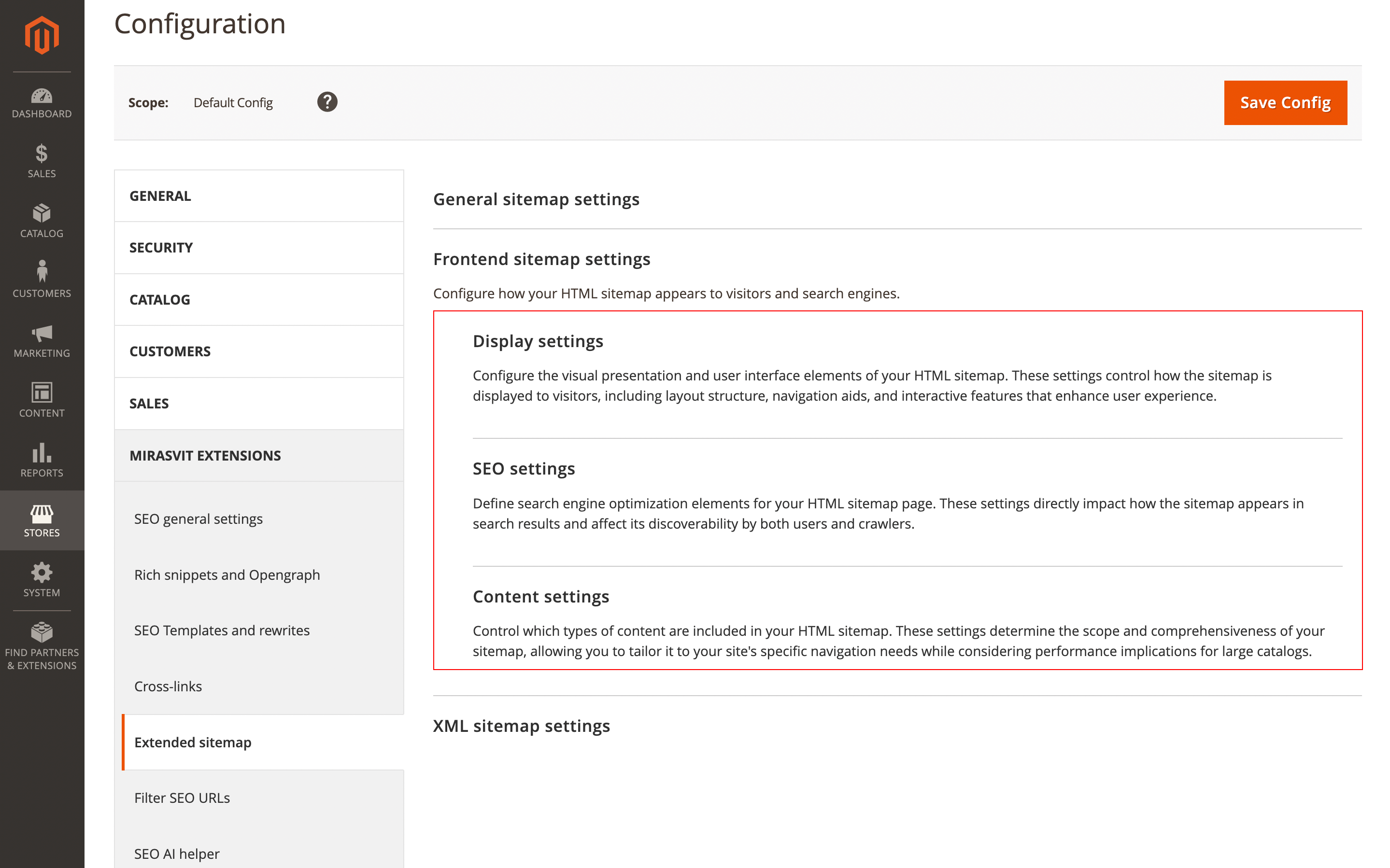 New Frontend Sitemap Settings