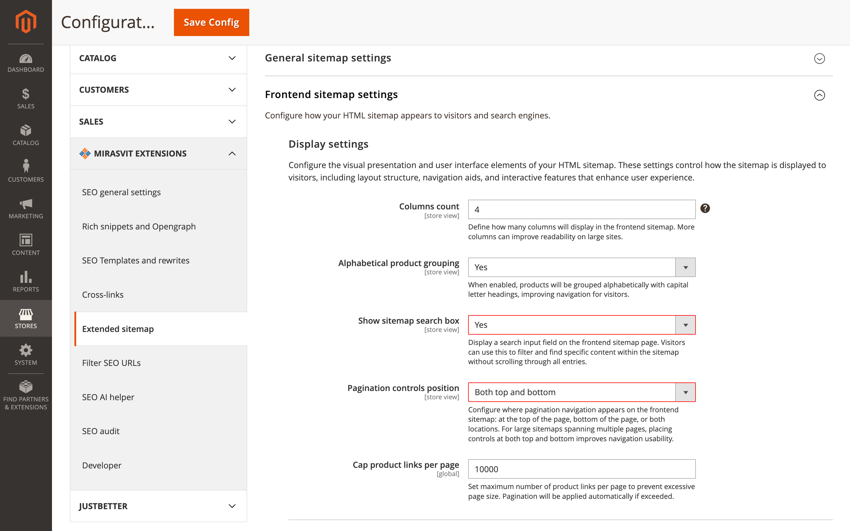 Sitemap Searchbox Settings
