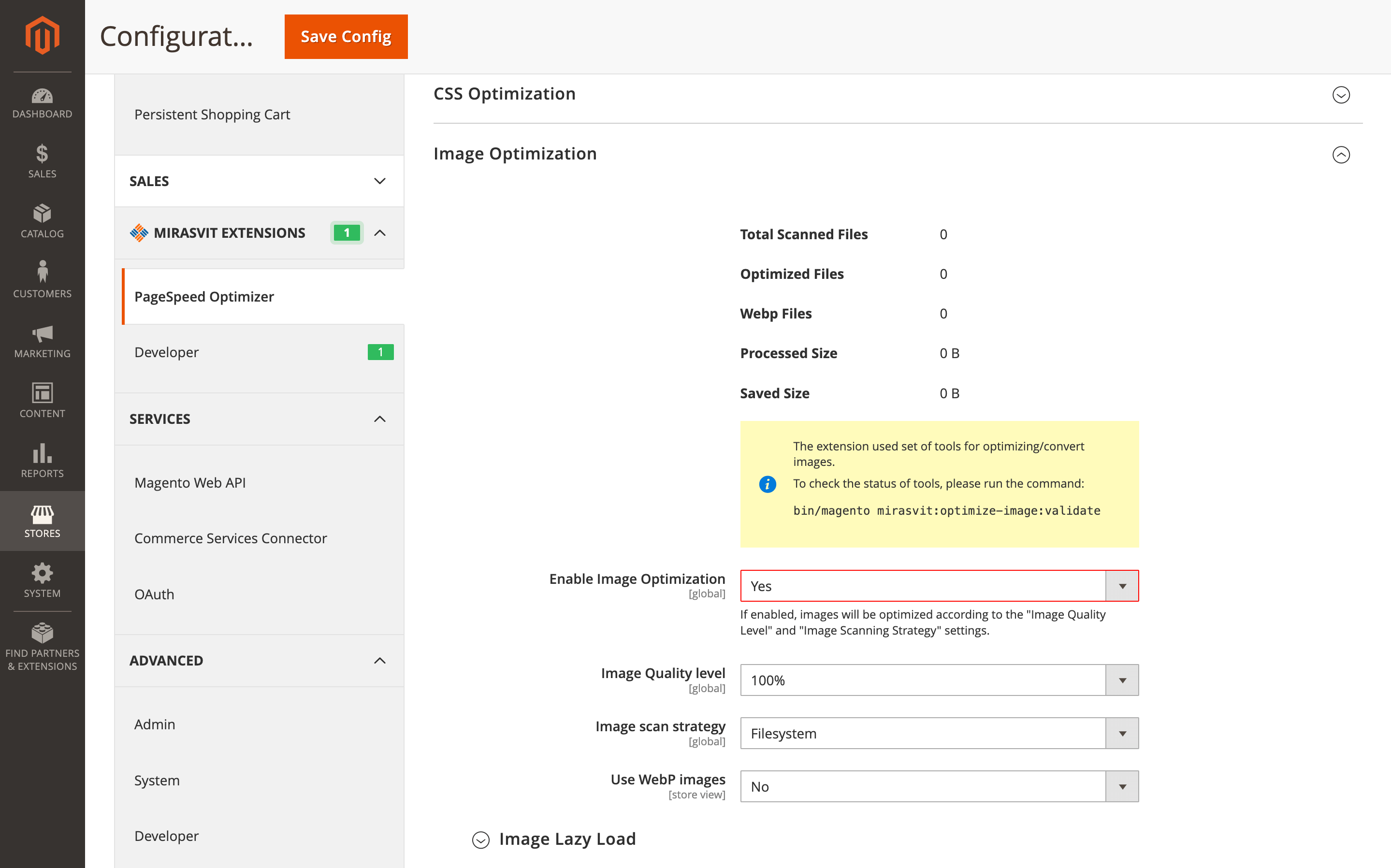 Enable/disable image optimization option