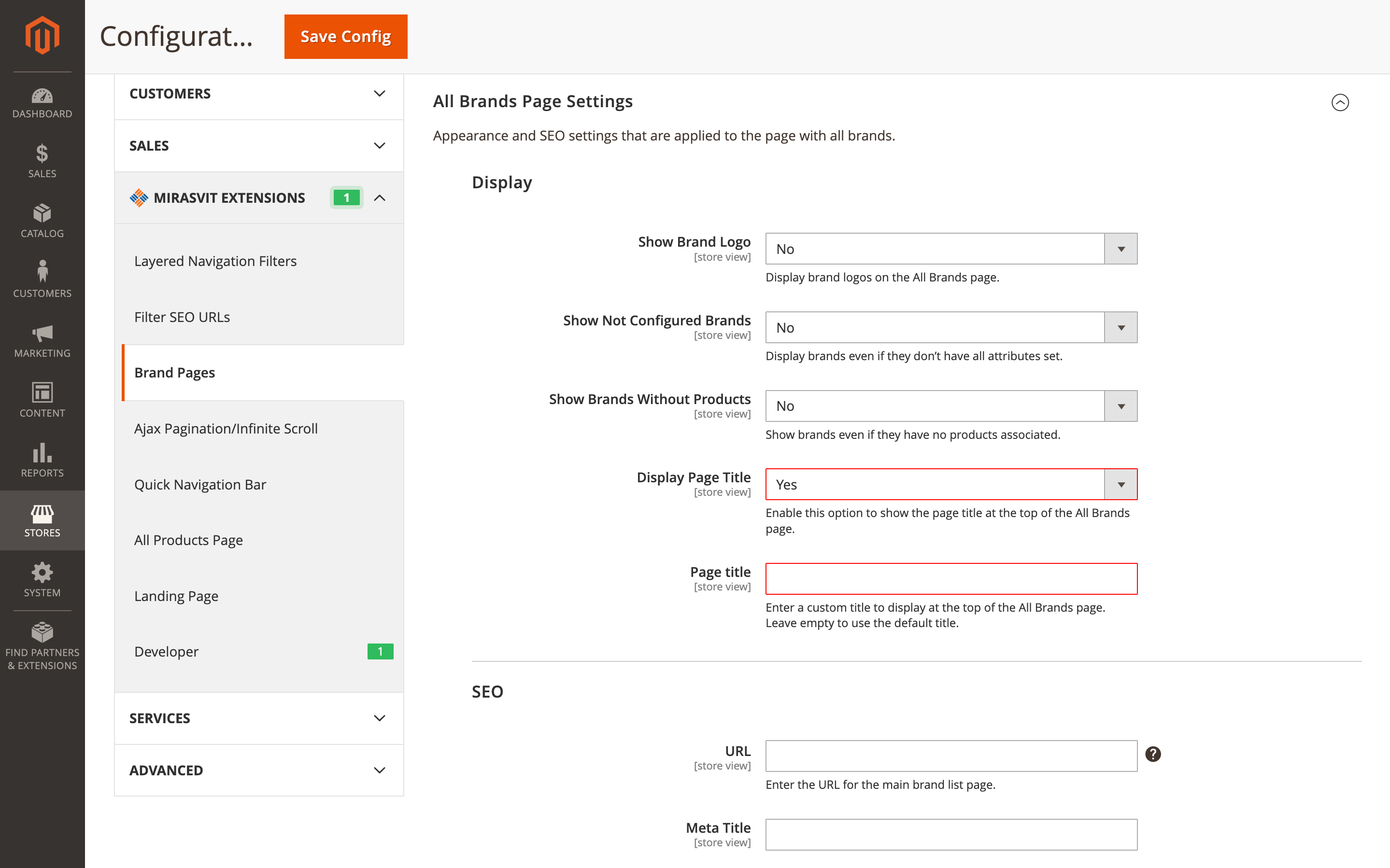 Display page title settings