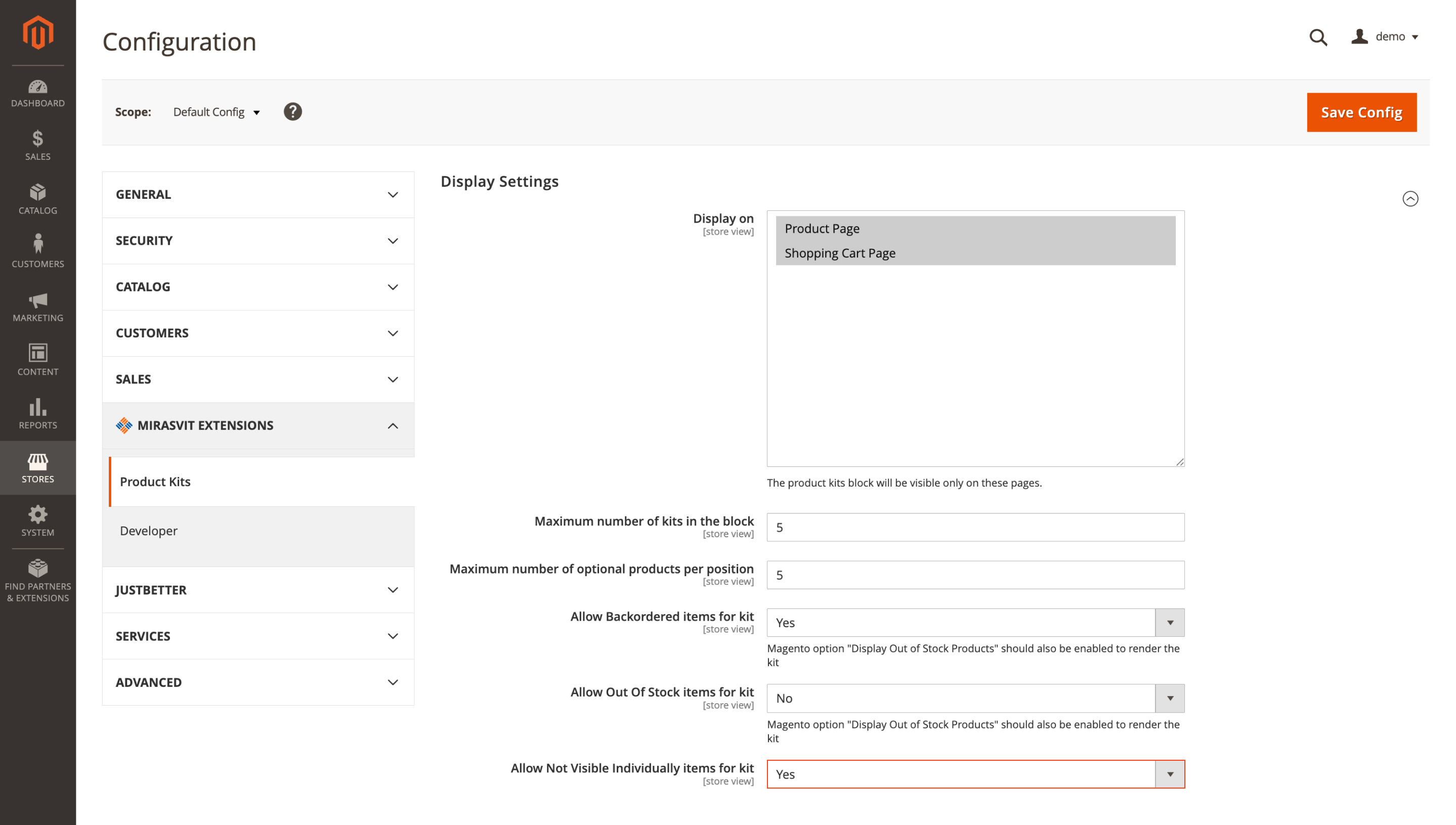 Option: Allow Not Visible Individually items for kit