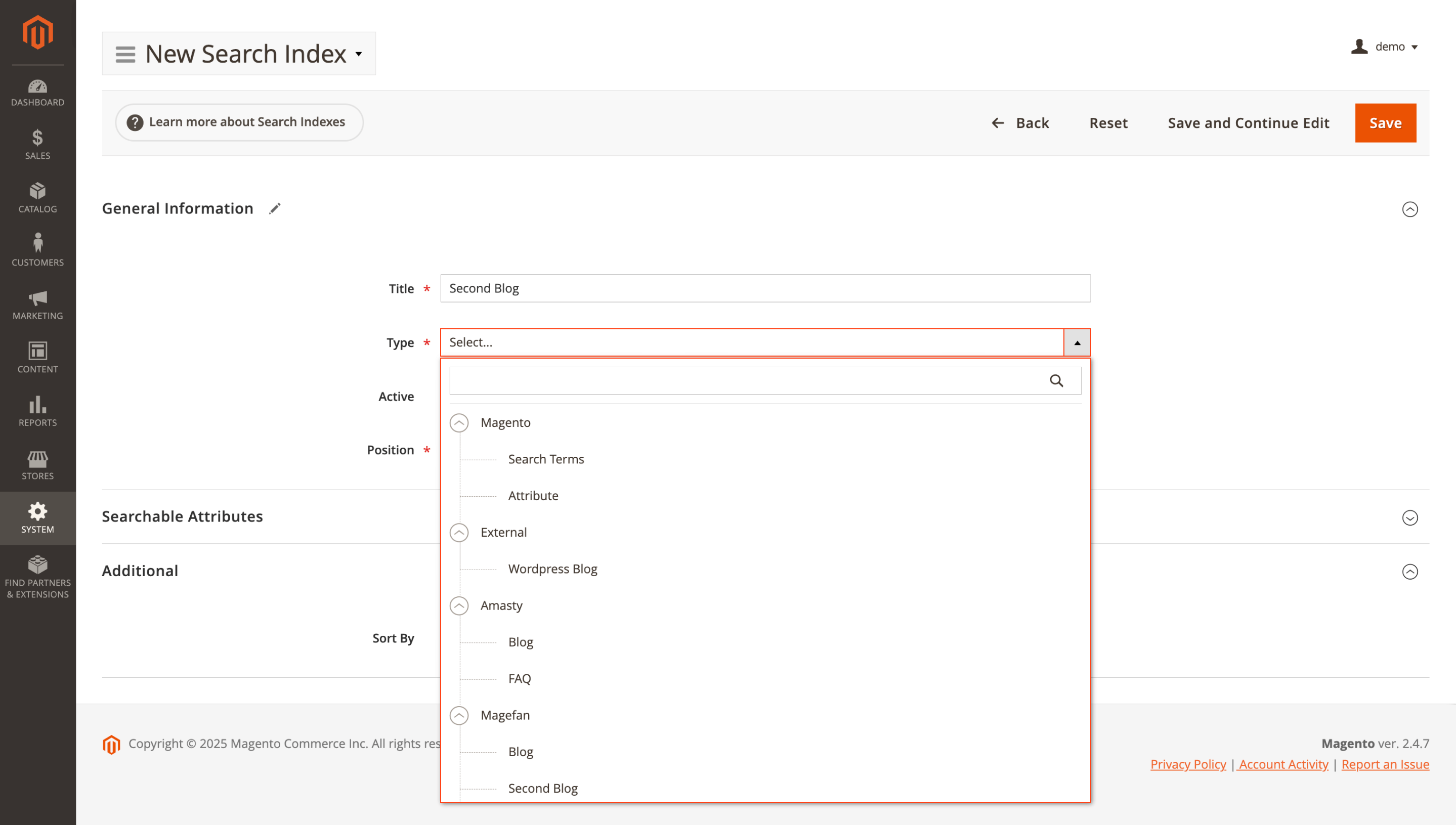 Magefan multi blog search index