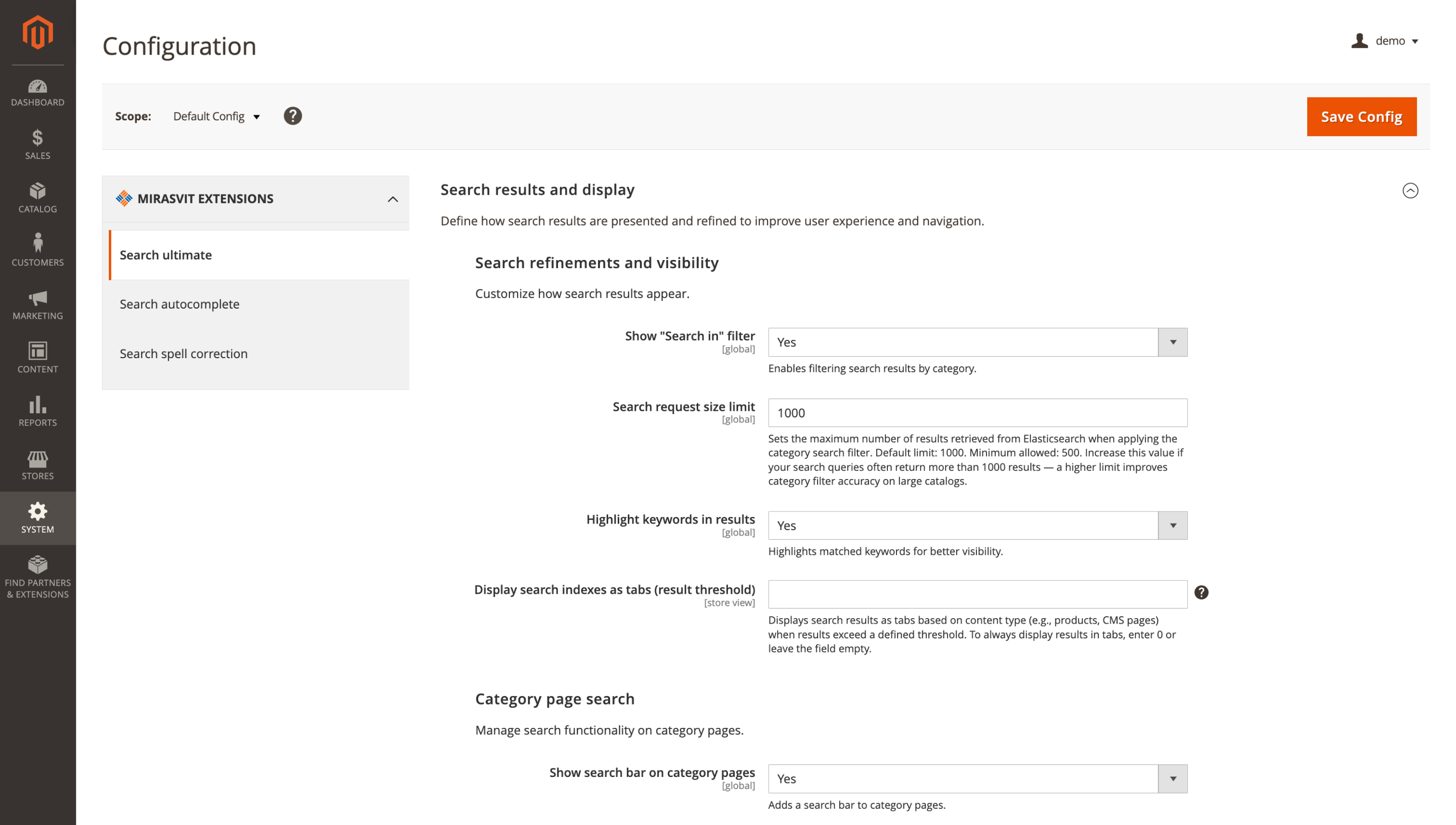 Search request size limit