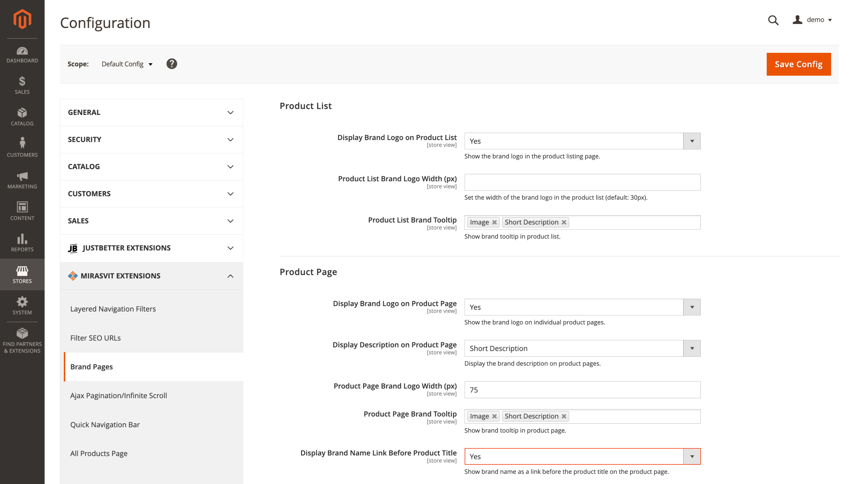 Clickable brand link before the product title