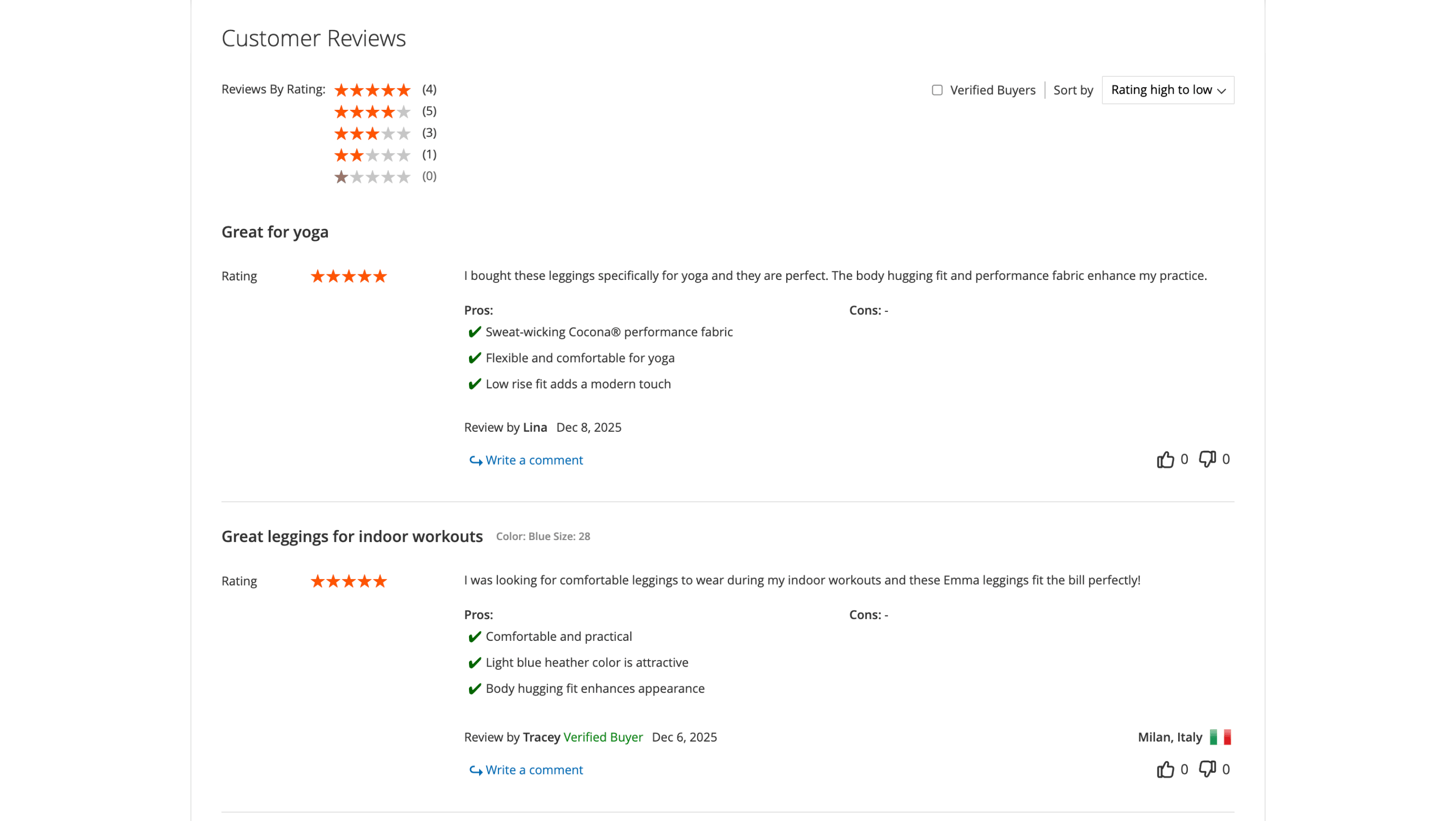 One-rating review filtering