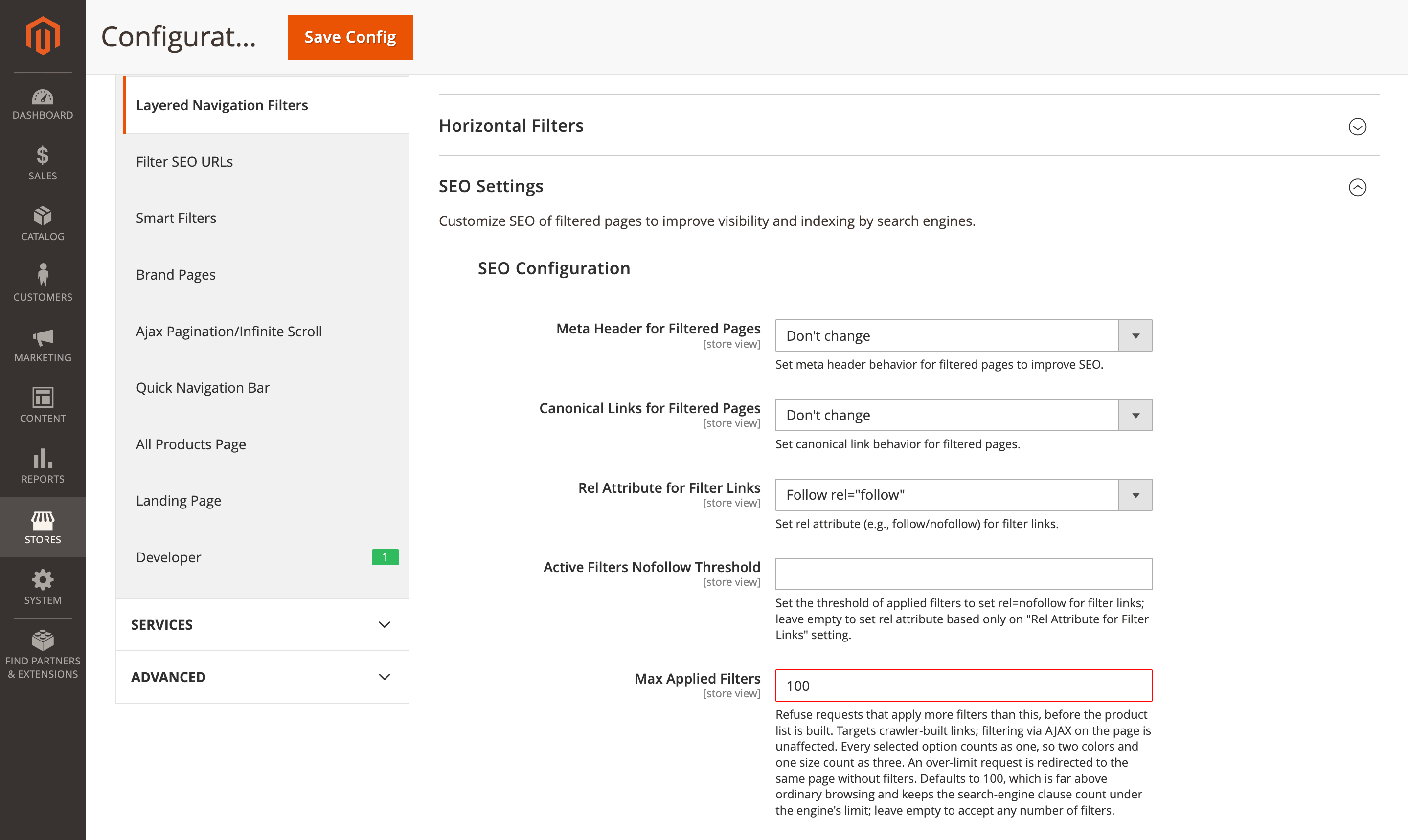 Max Applied Filters in Layered Navigation