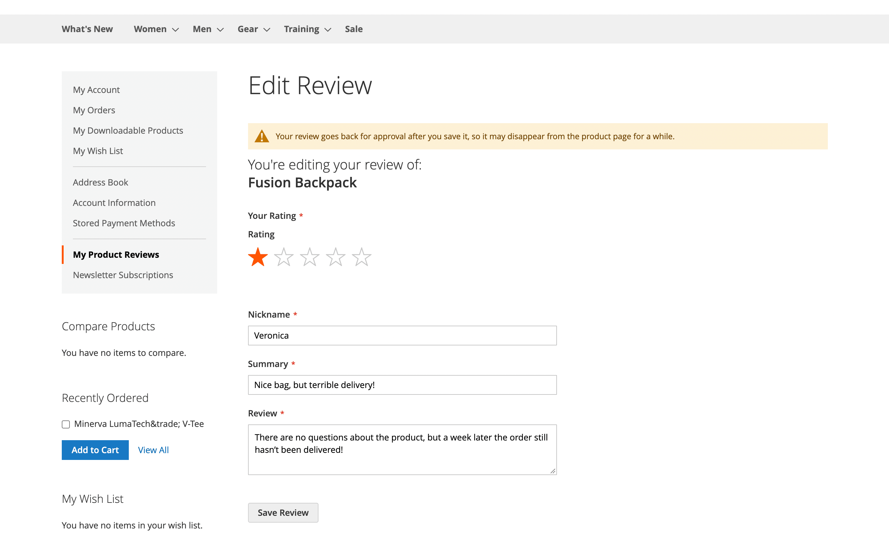 Allows Edit Reviews for Customers