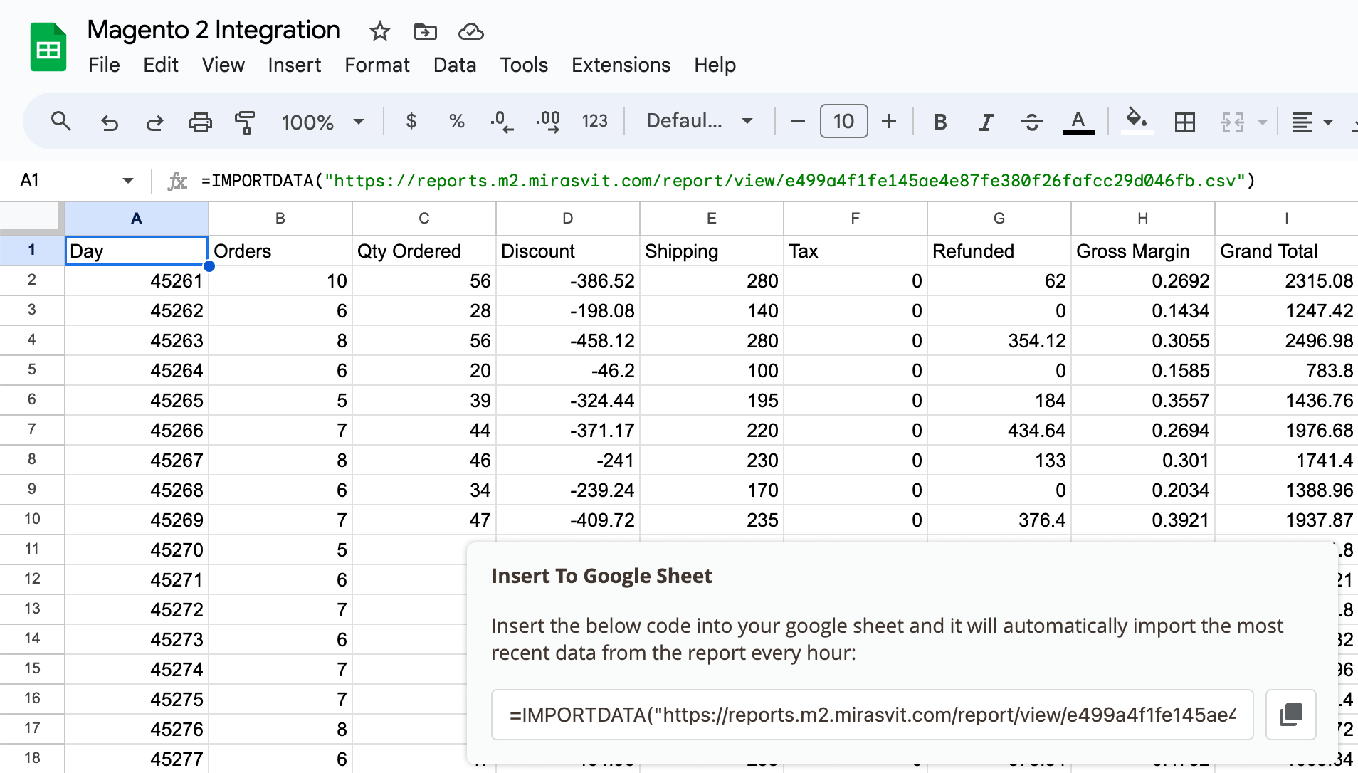 integration with google sheets