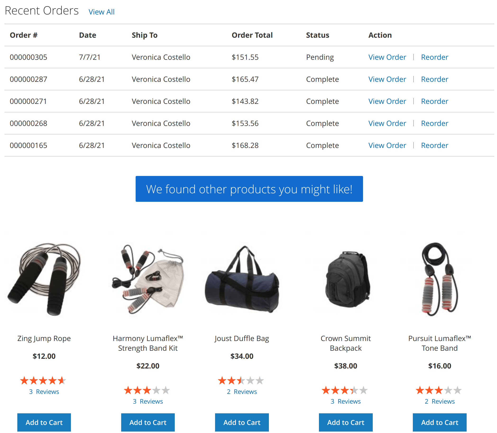 Related products block on a product page