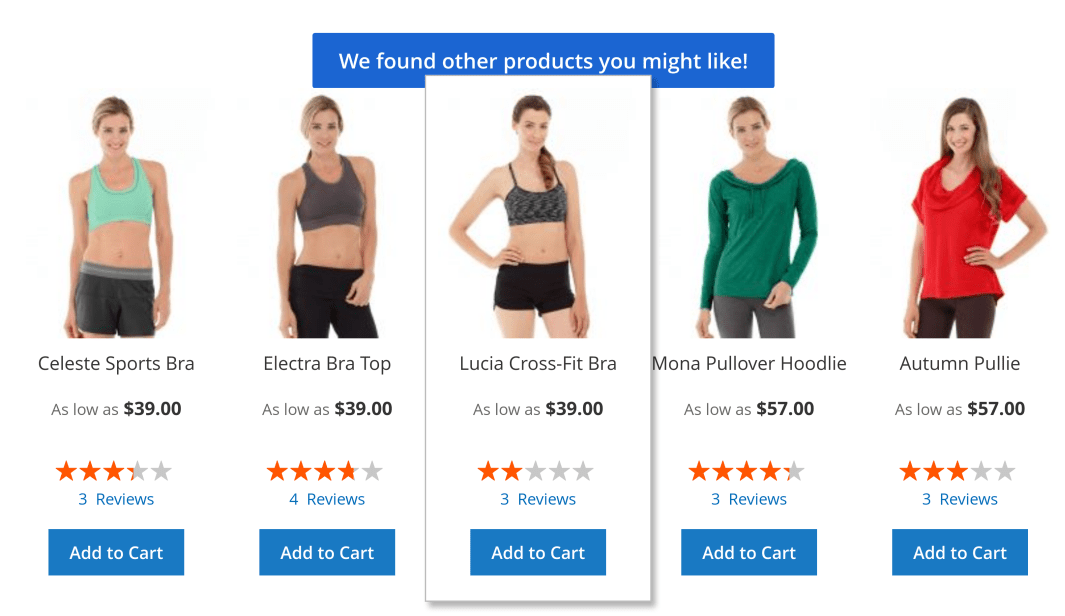 Related products slider in the shopping cart