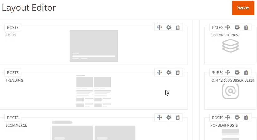 Dragging a widget in the blog layout editor
