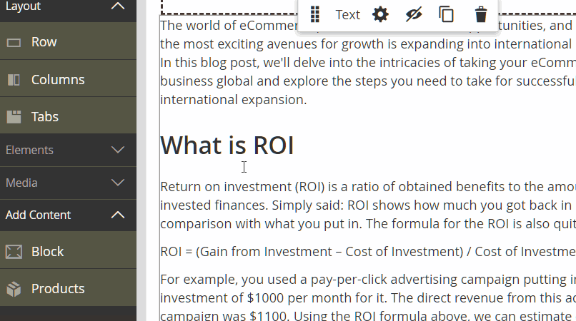 Related products block inside a blog post