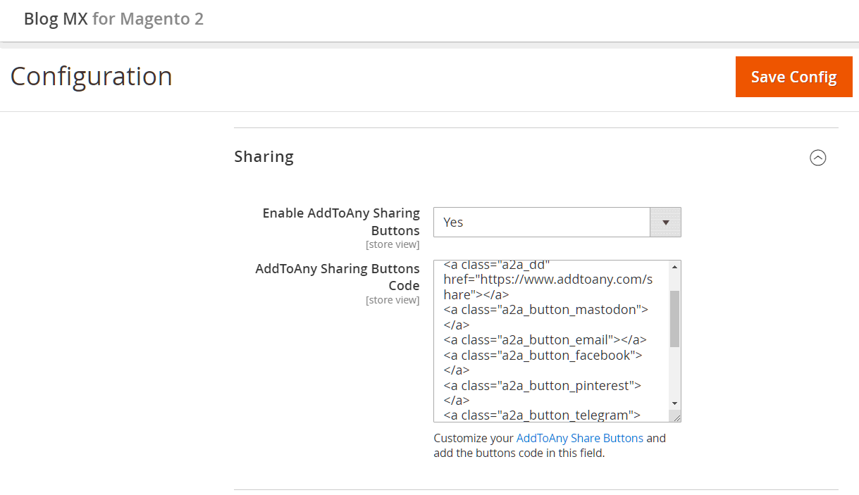 Social sharing buttons under a blog post