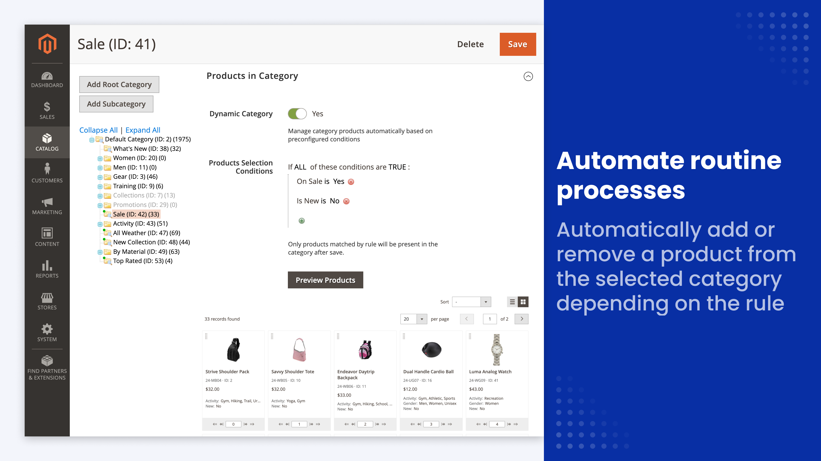 Rules that assign products to a category