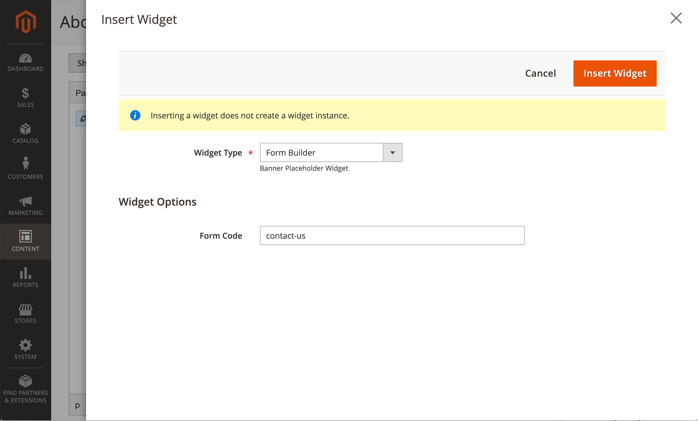 Embedding a form with a widget