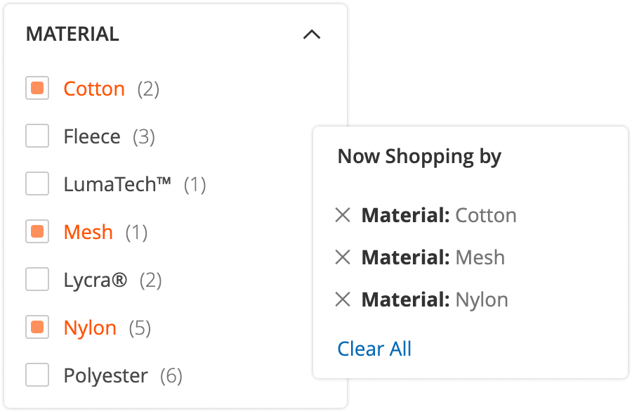 Selecting several values in one filter with Mirasvit Layered Navigation for Magento 2