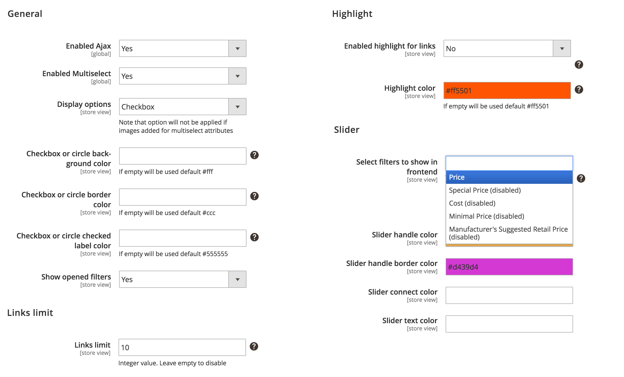 Layered navigation Magento 2 extension. Settings.