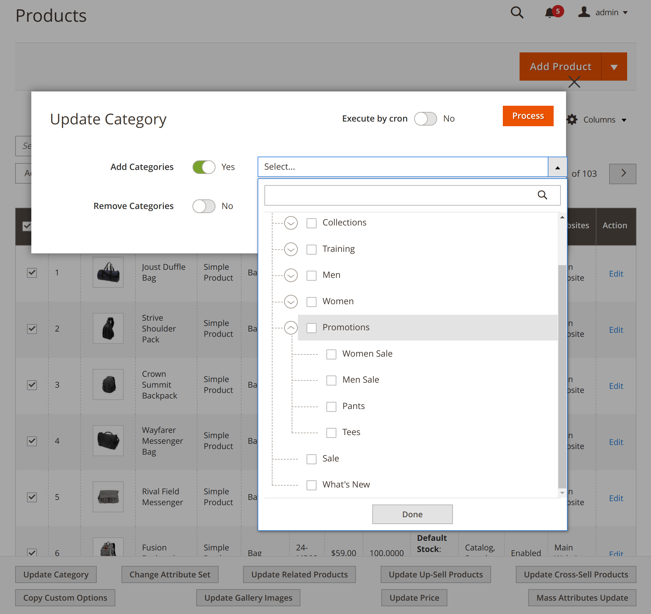 Assigning products to categories in bulk with Mass Product Actions for Magento 2