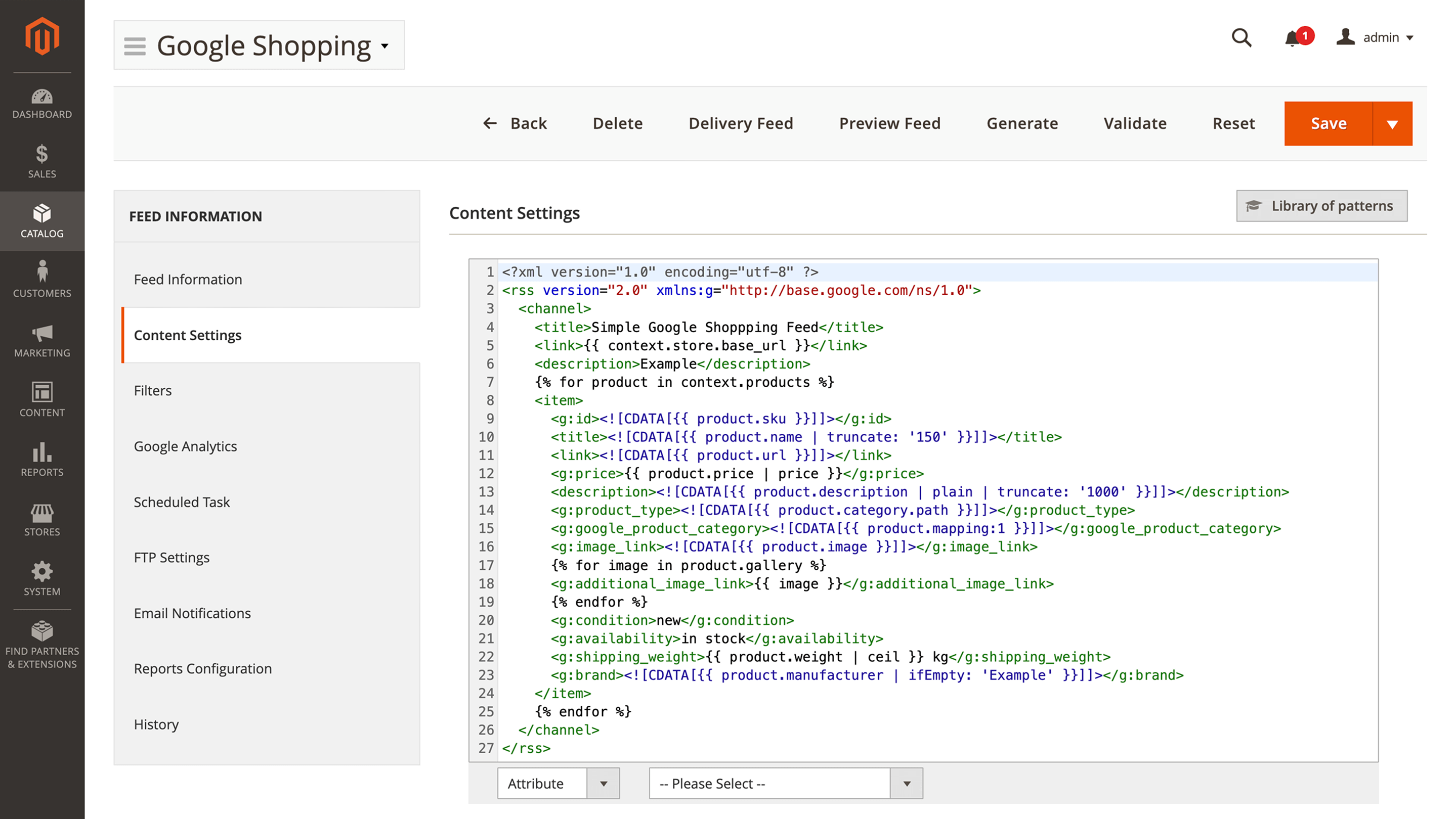 Feed Content Configuration