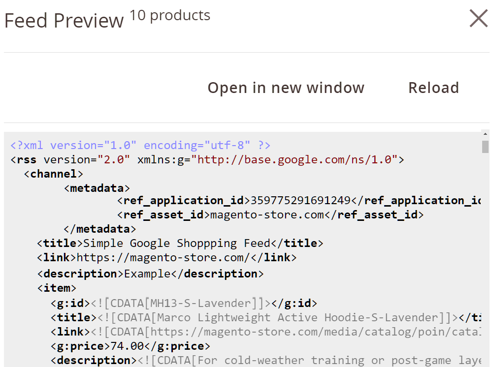 Magento Google product feed