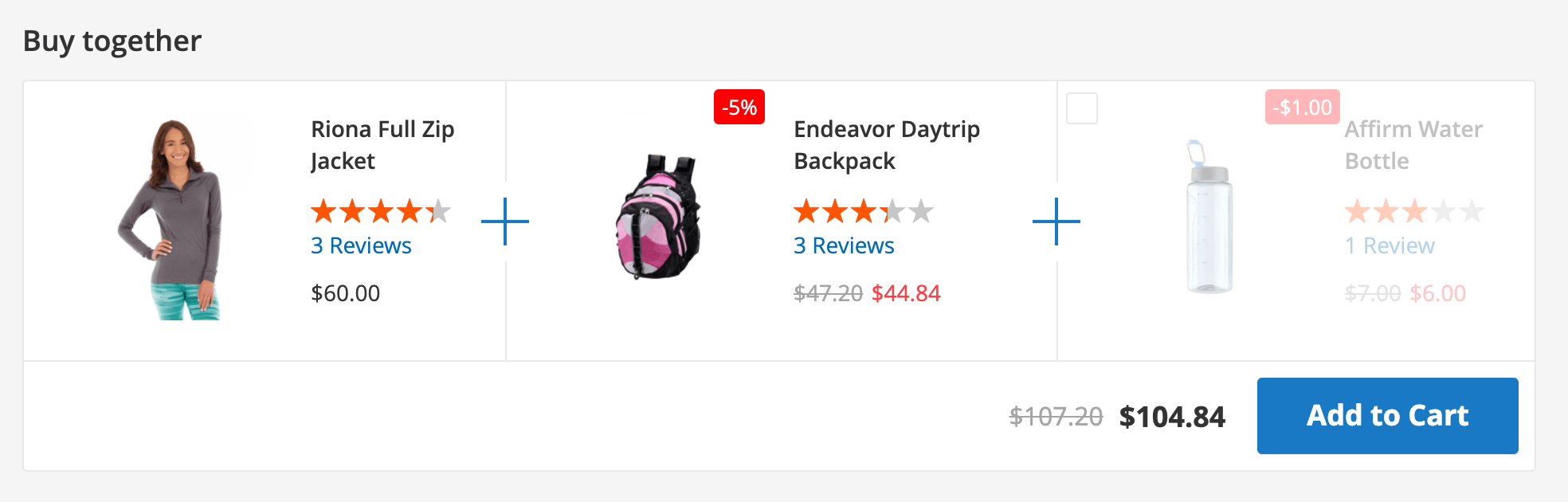 A product kit with item discounts on a Magento 2 product page