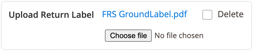 Return label upload in the RMA admin