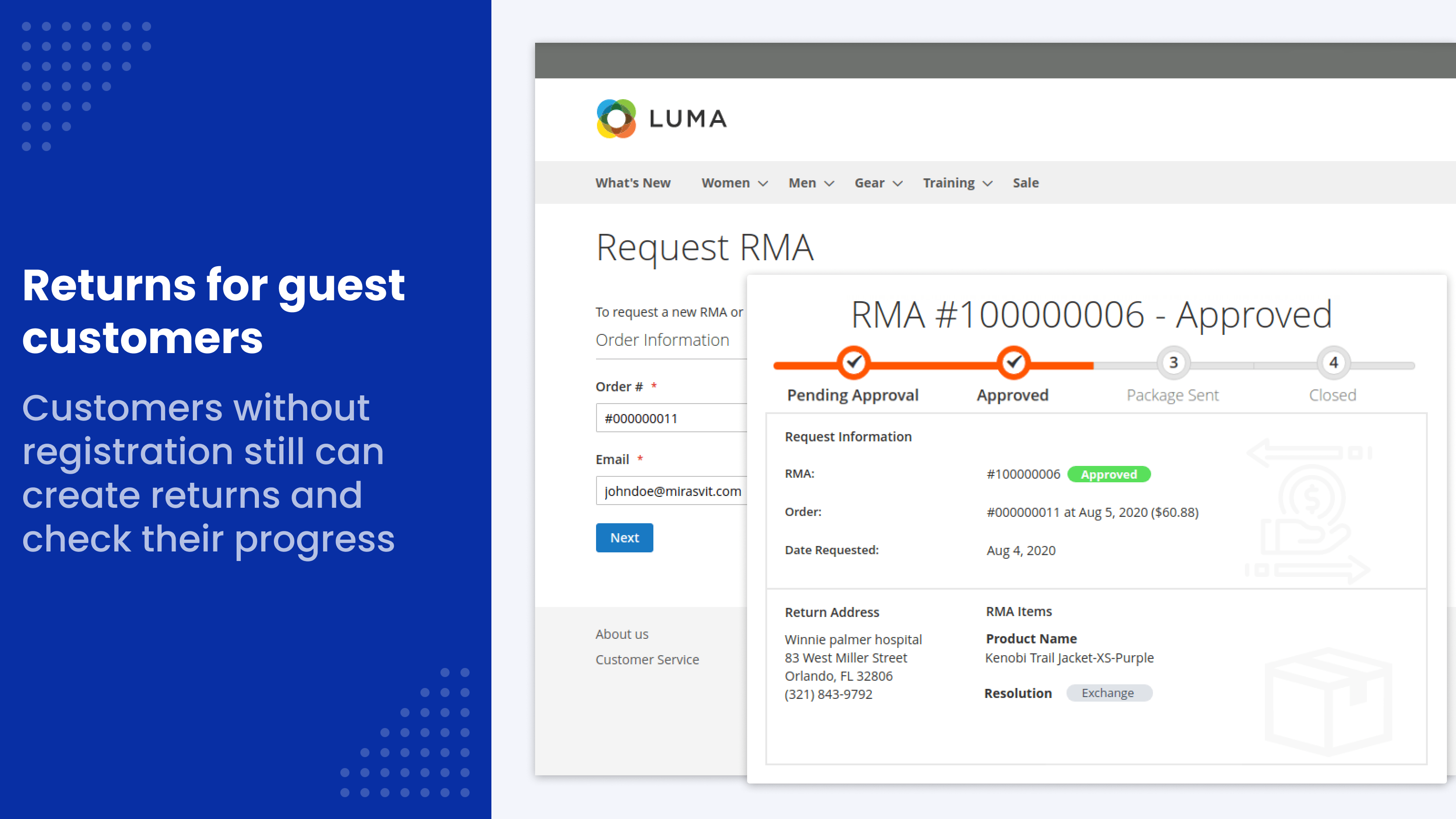 RMA returns for guest customers