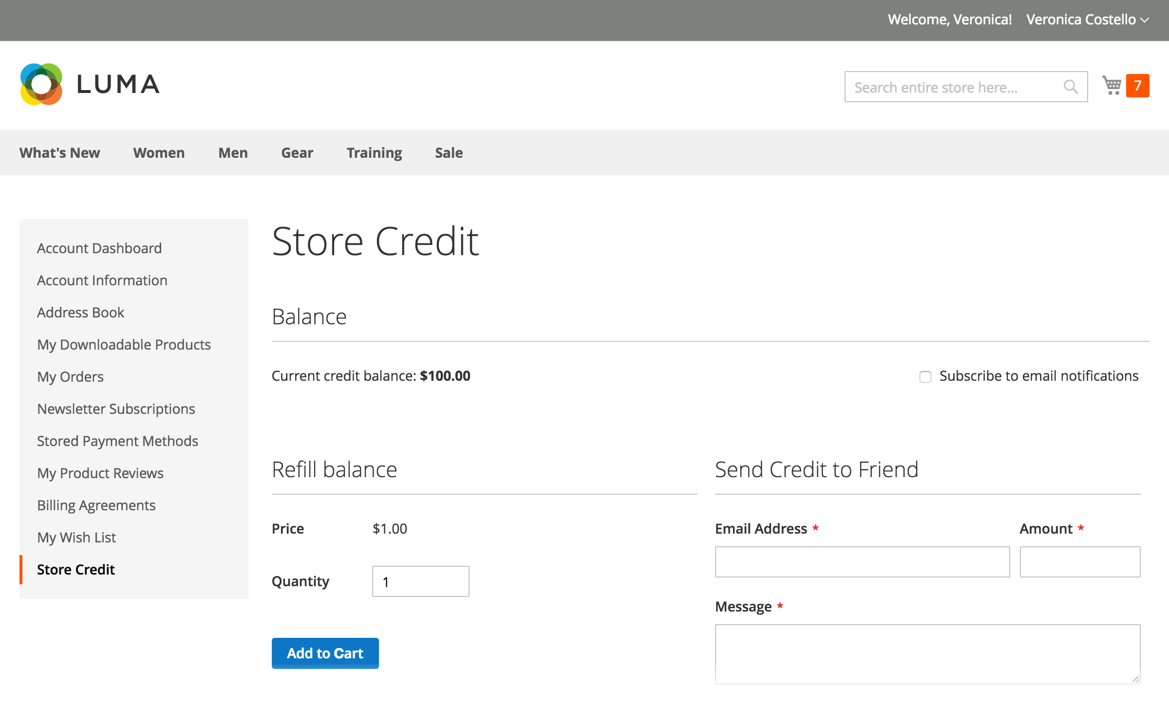 Buy credit and send credit to another customer